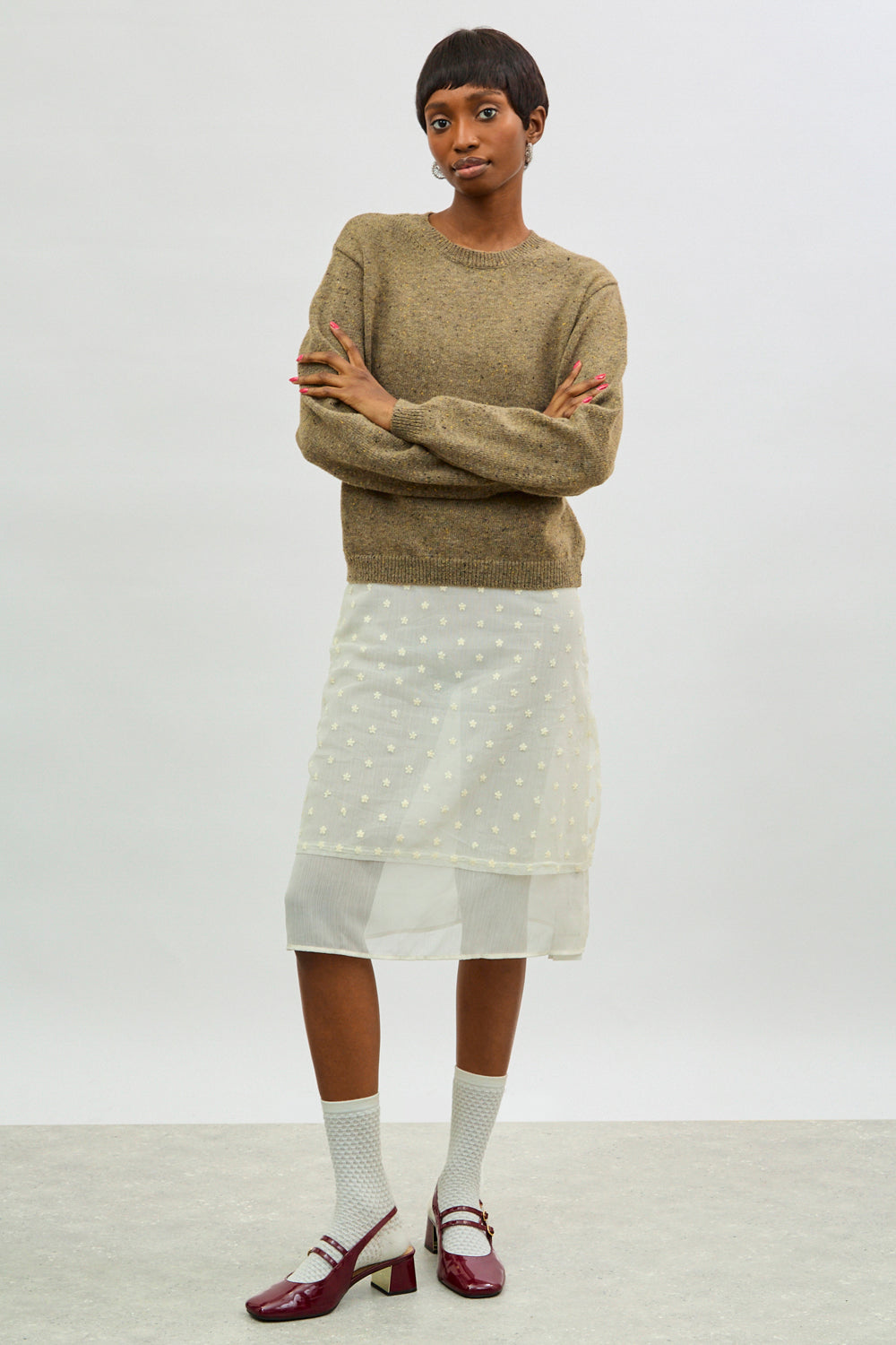 Beige flecked wool blend jumper_4