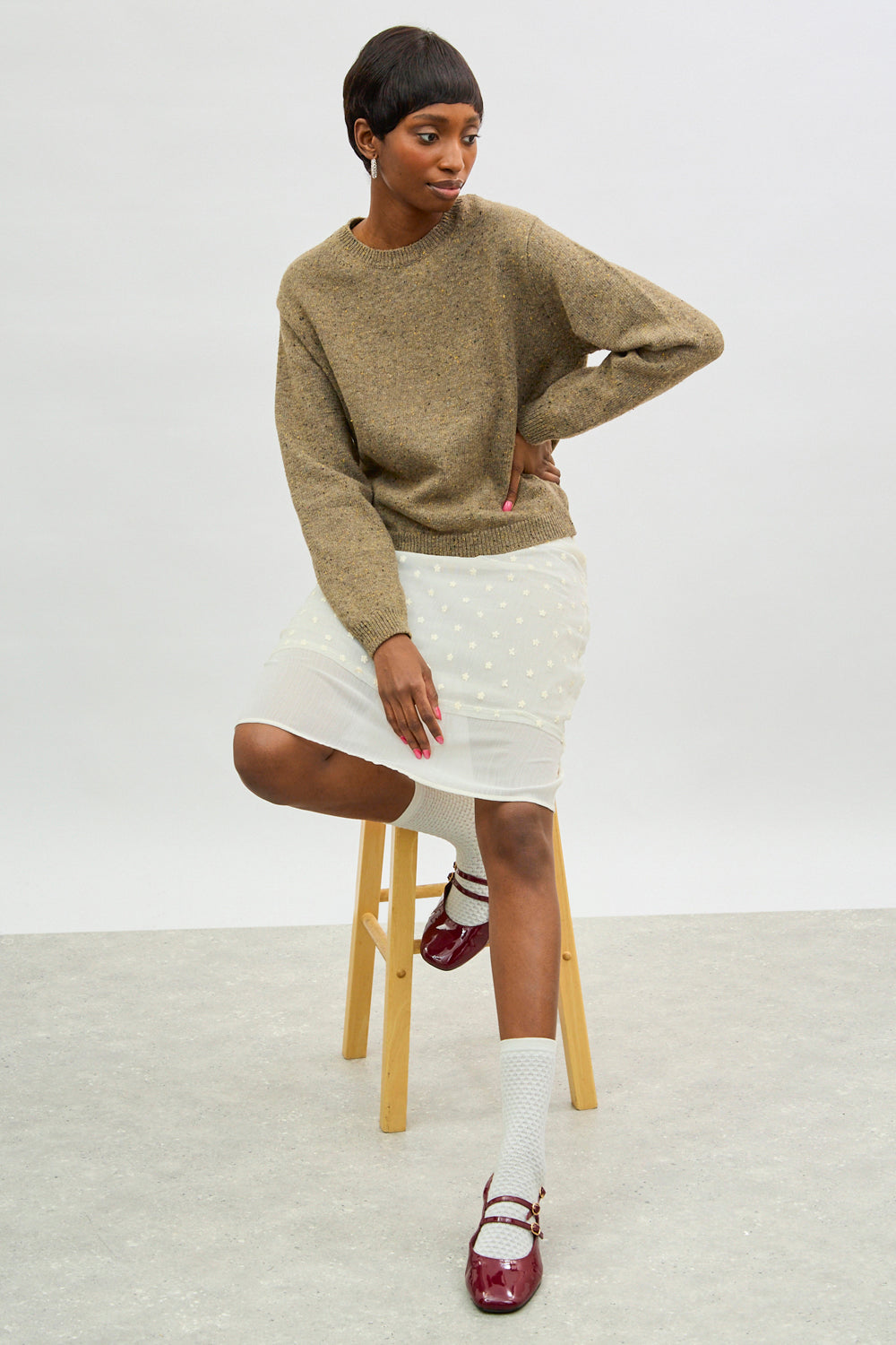Beige flecked wool blend jumper_5