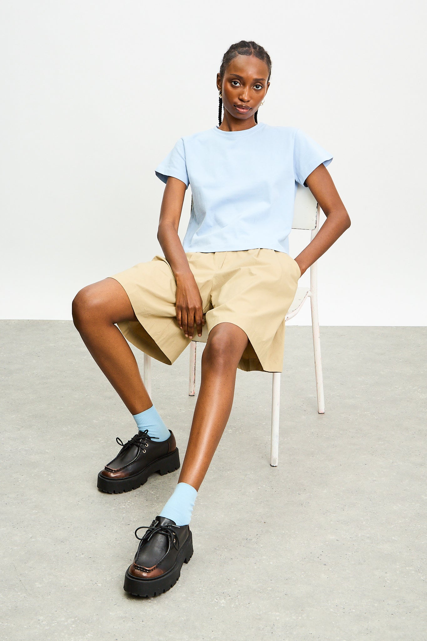 Powder blue crew neck t-shirt_5