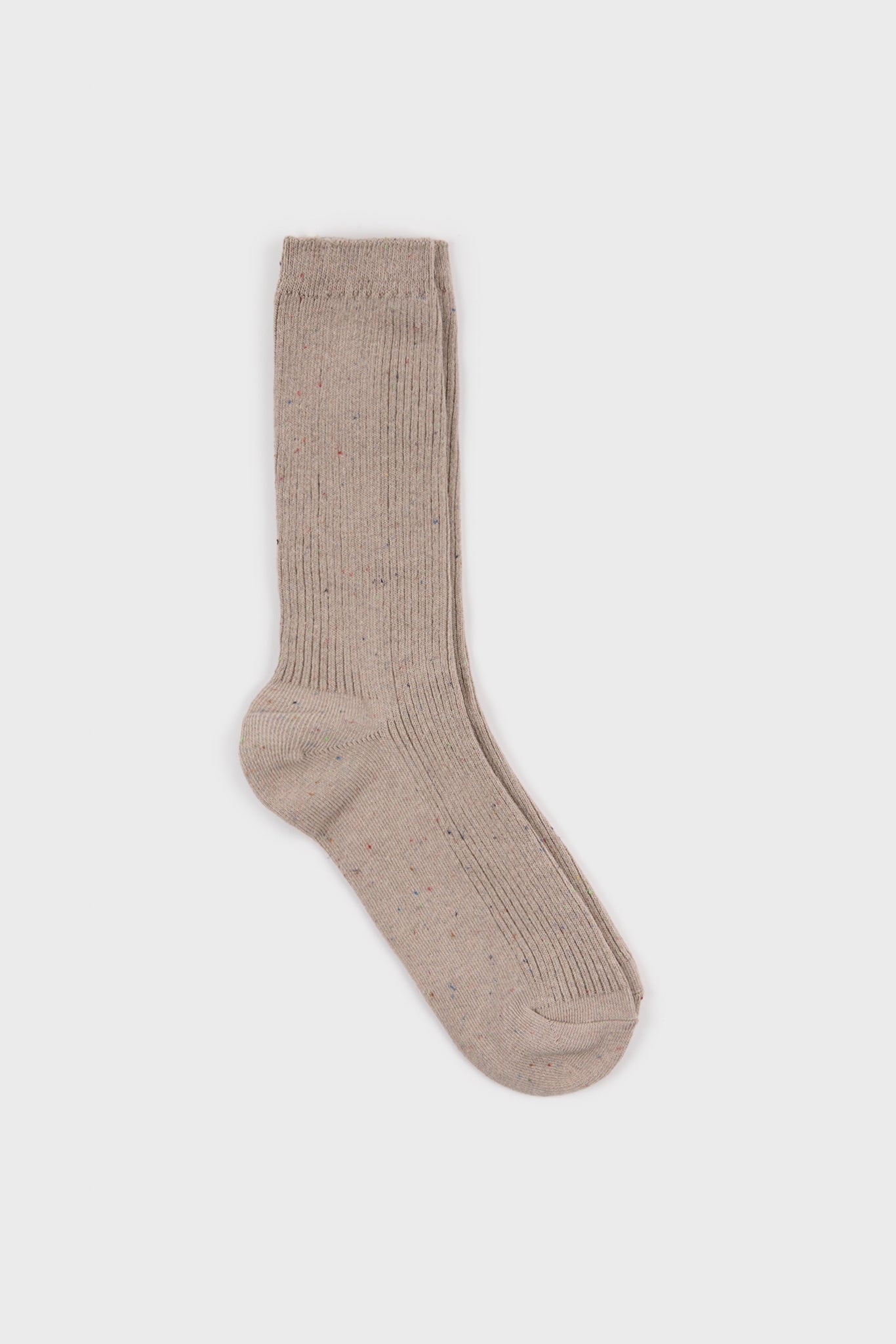 Beige rainbow fleck ribbed socks_1