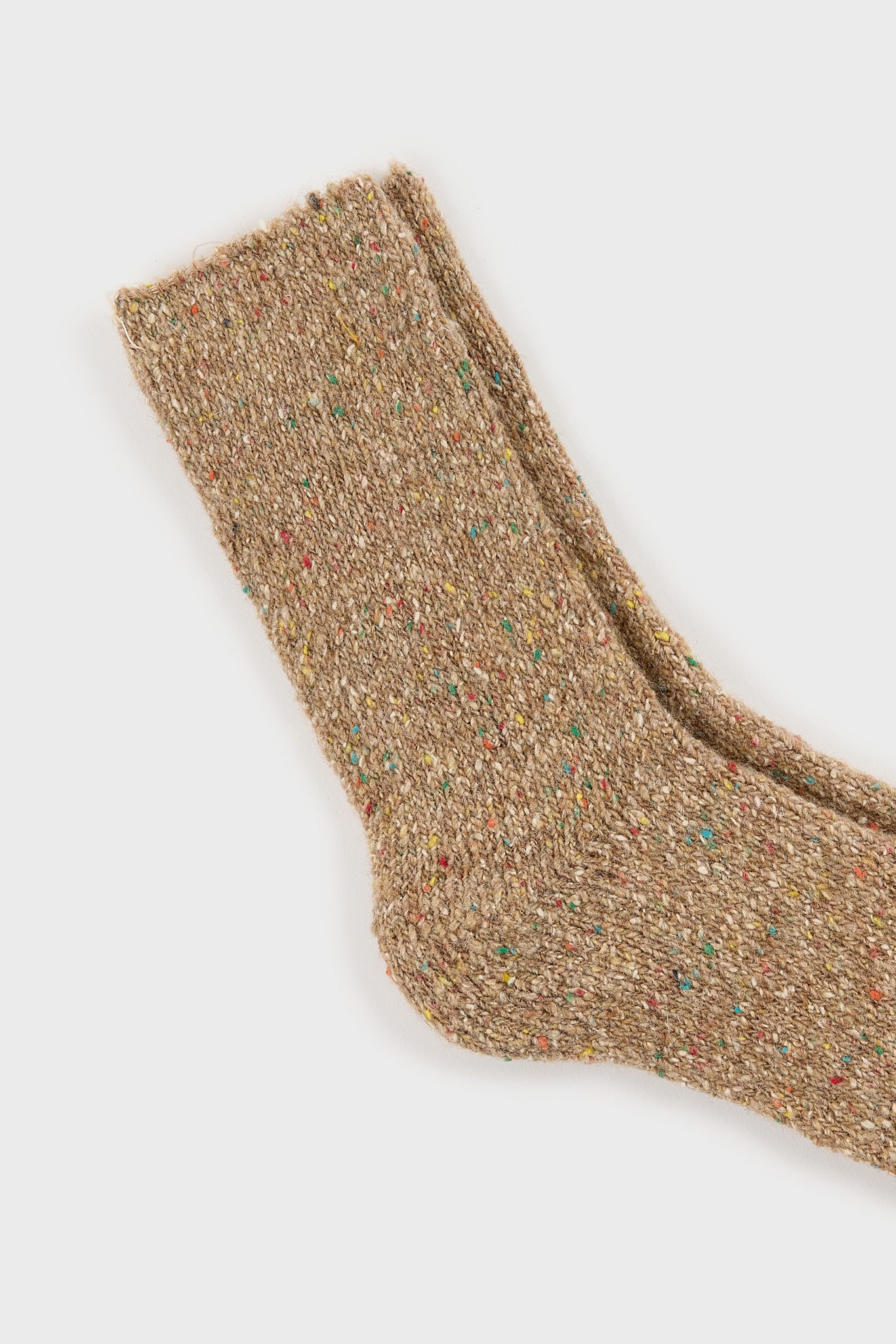 Beige smooth rainbow fleck wool blend socks_2