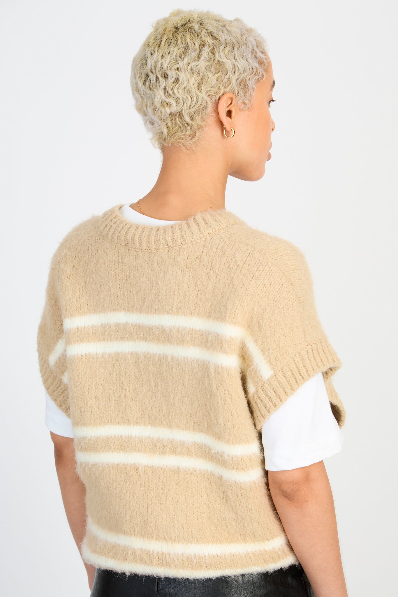 Beige striped wool blend sweater vest_2