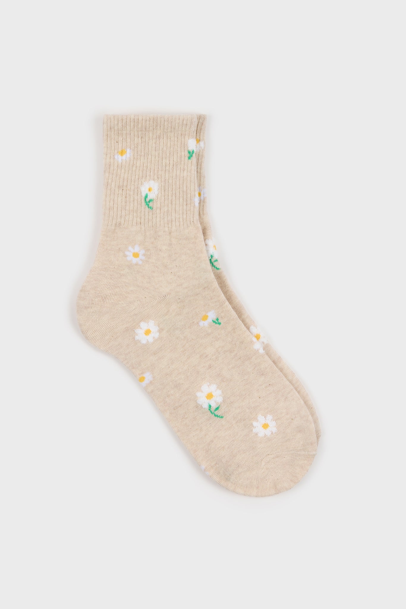 Beige tiny daisy socks_1