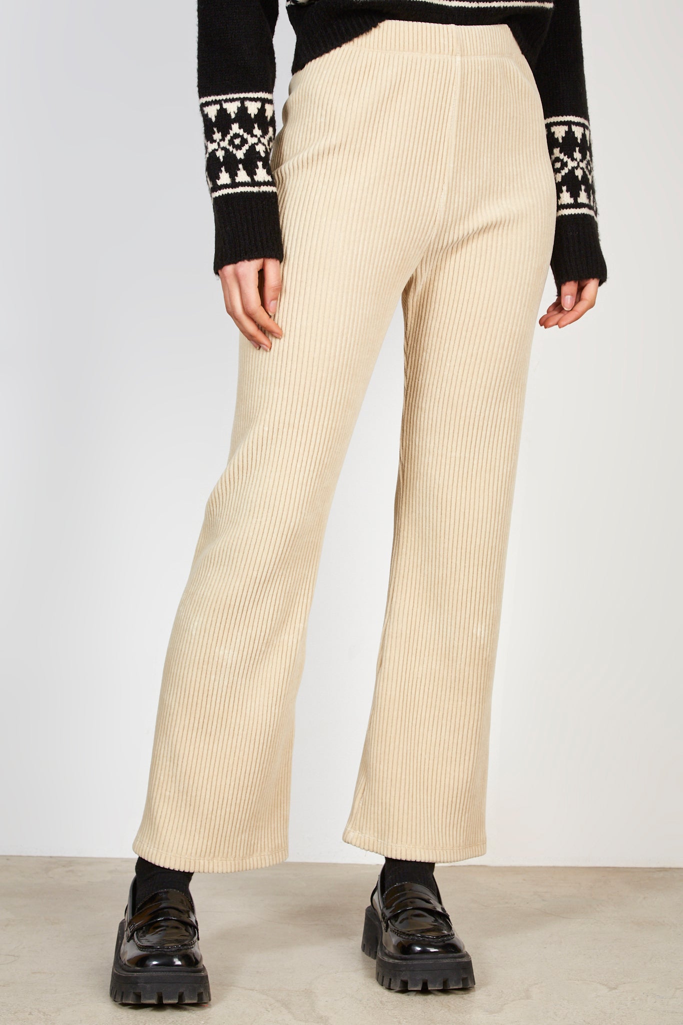 Beige velvet ribbed trousers_1