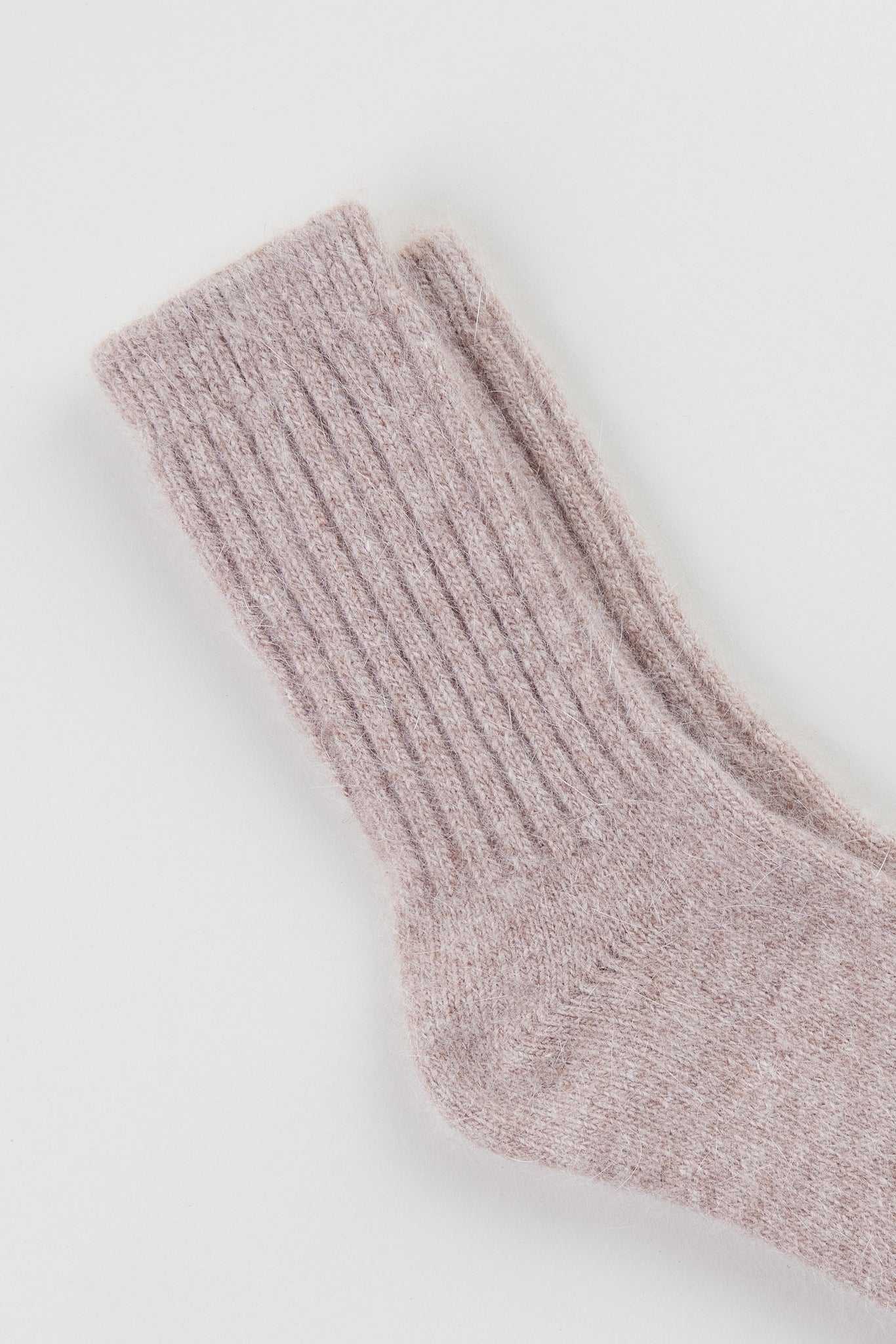 Beige angora ribbed socks_2