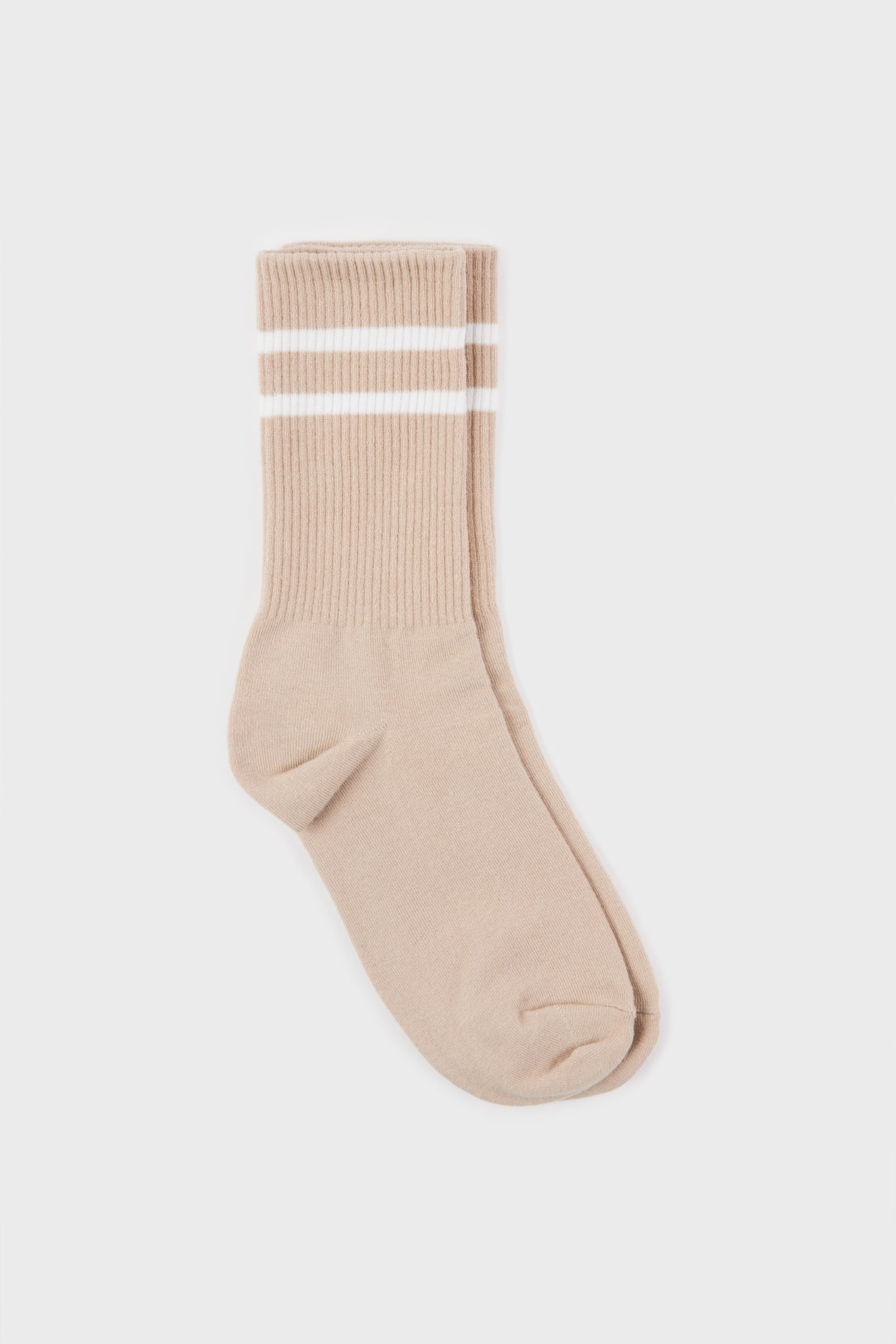 Beige double varsity stripe socks_2