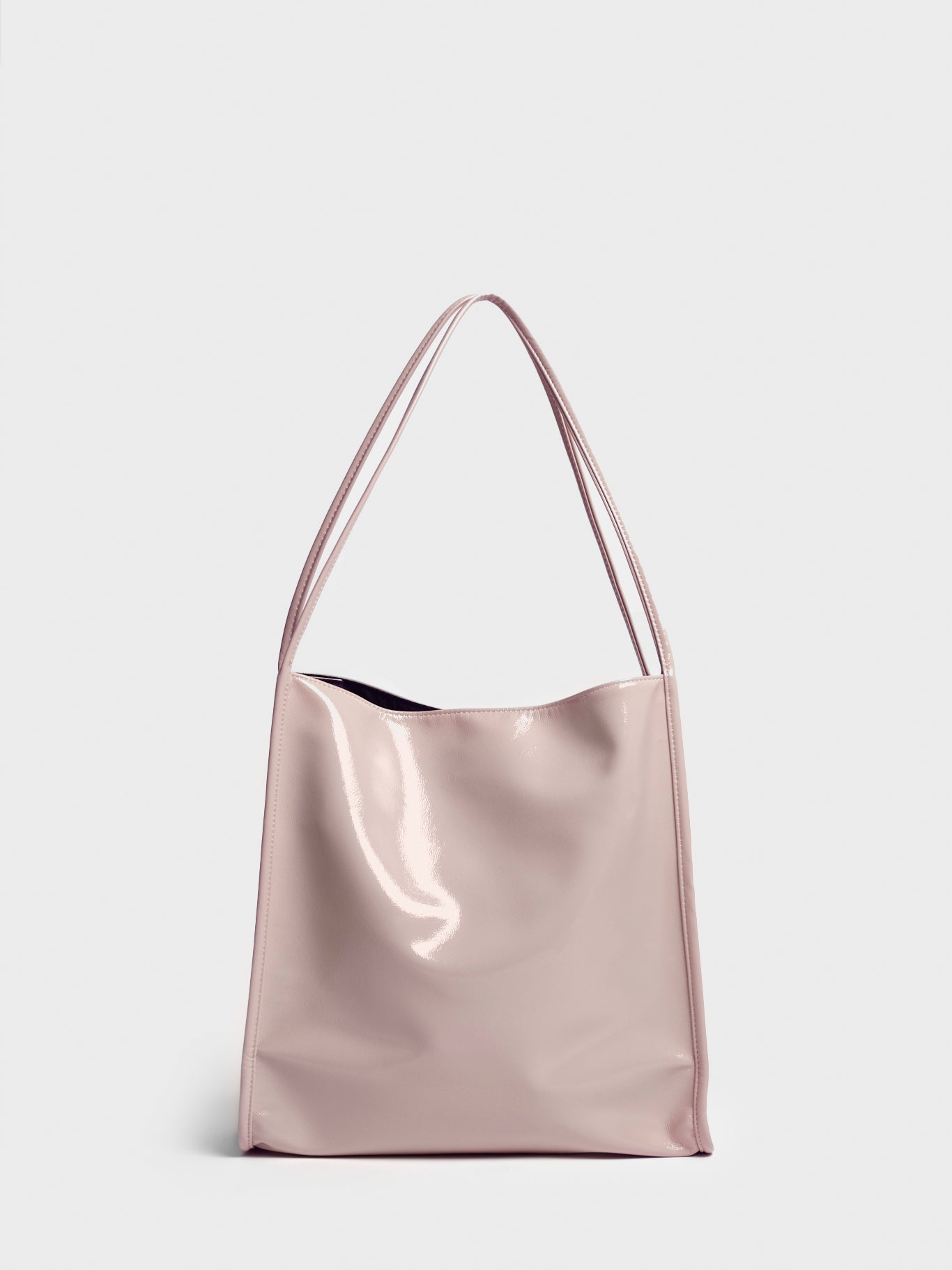 Beige high shine PVC tote bag_1