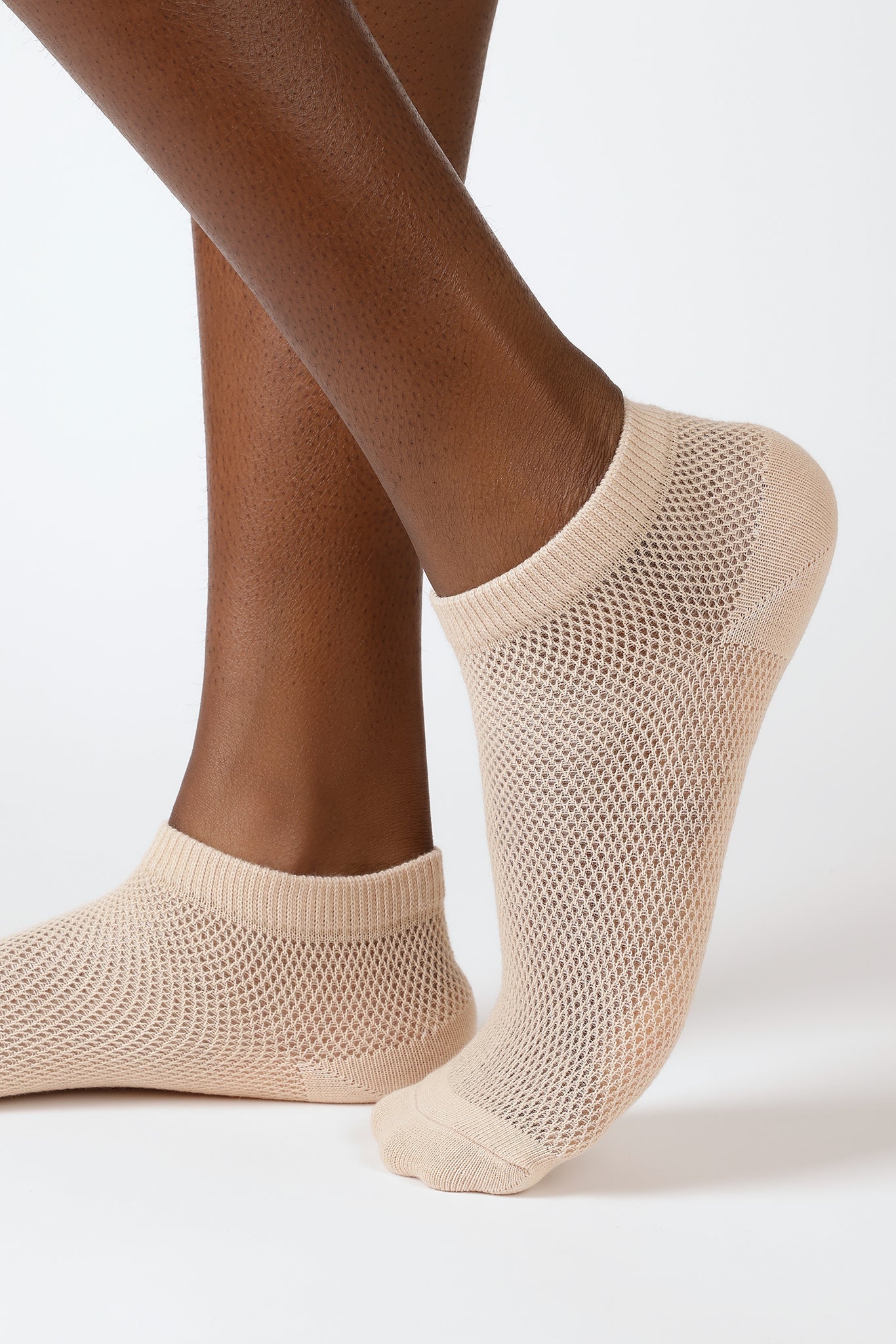 Beige mesh ankle socks_1