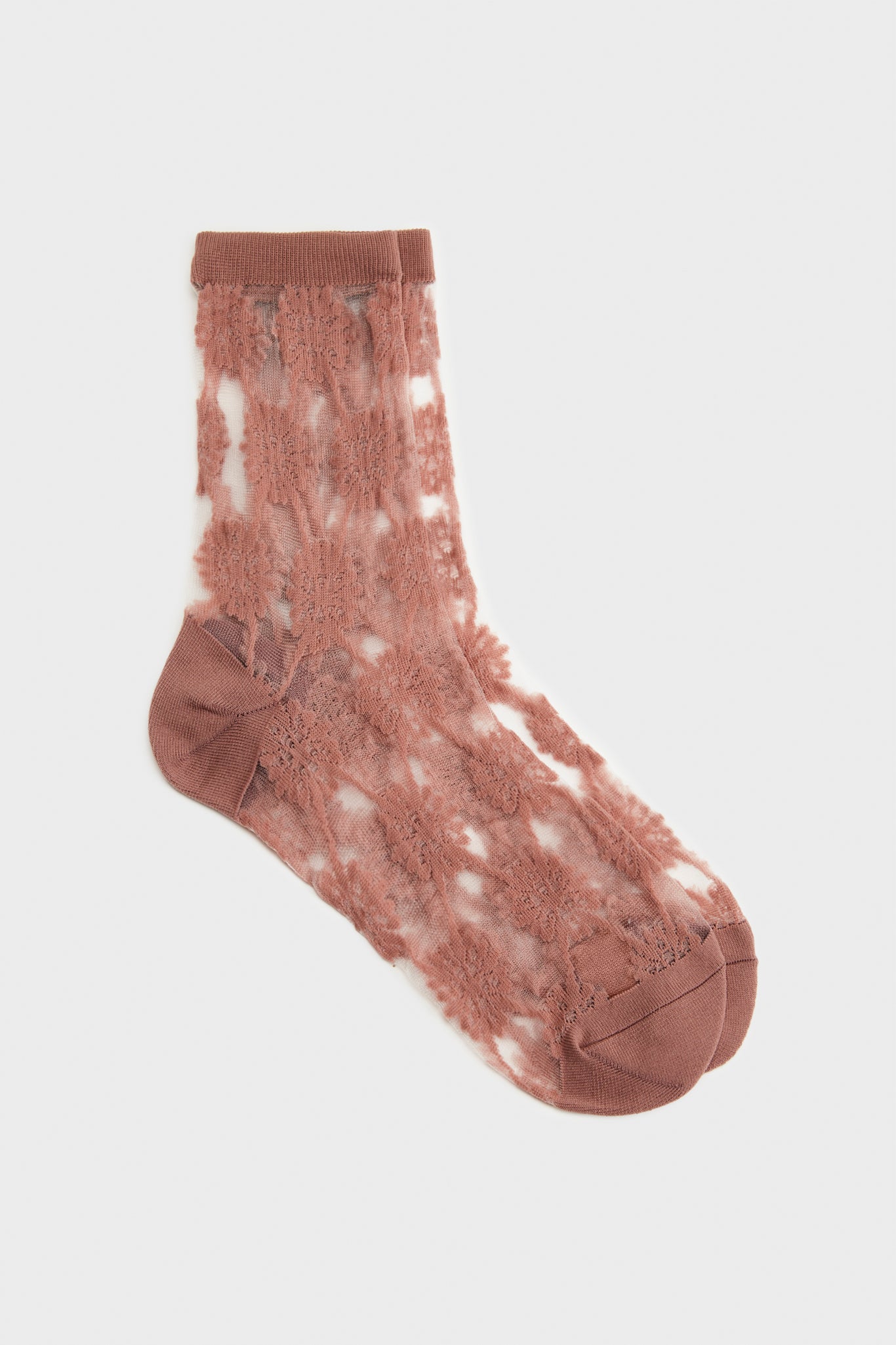 Beige sheer geometric circles socks_1