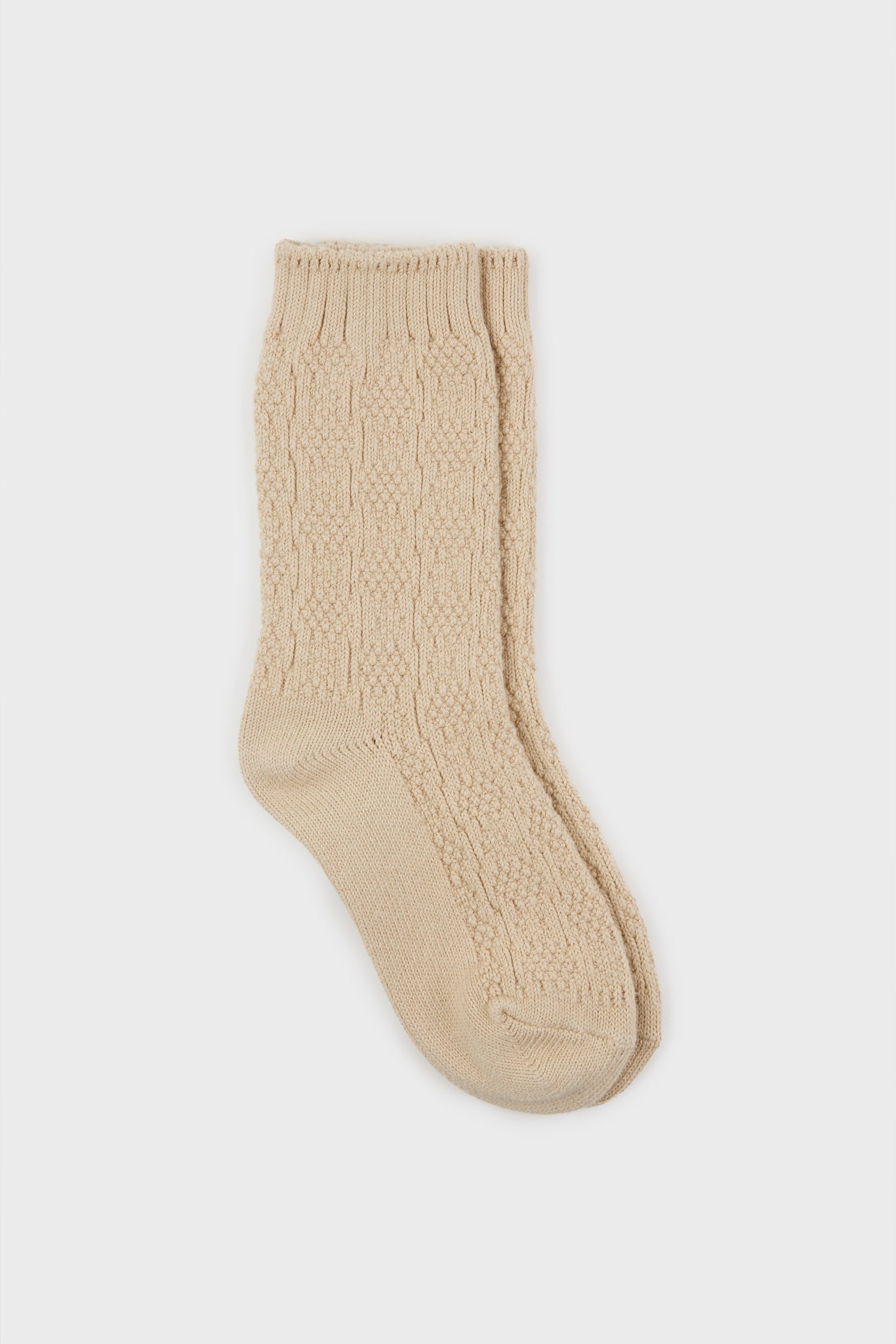 Beige textured cotton blend socks_2