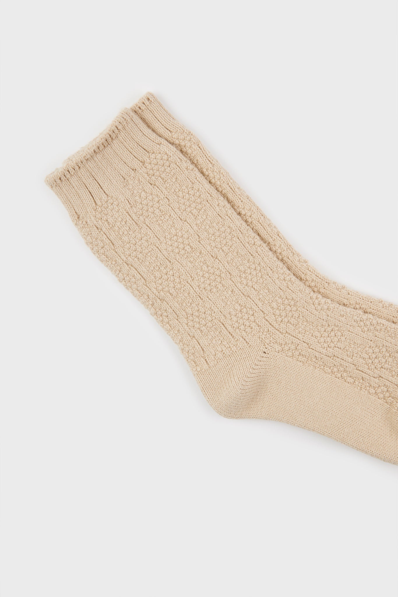 Beige textured cotton blend socks_3