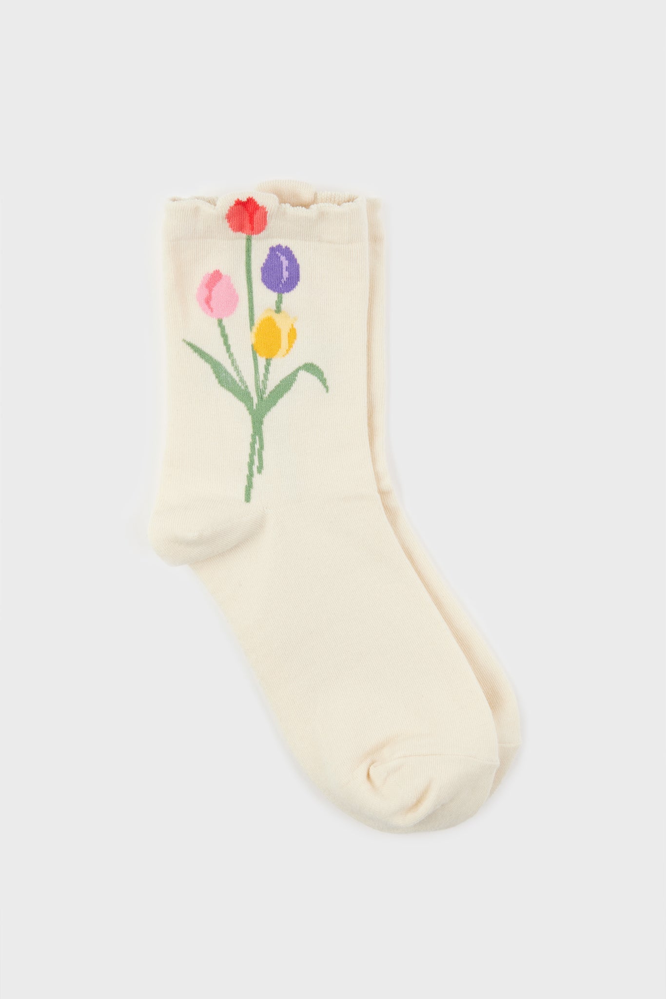 Beige tulip ankle socks_2