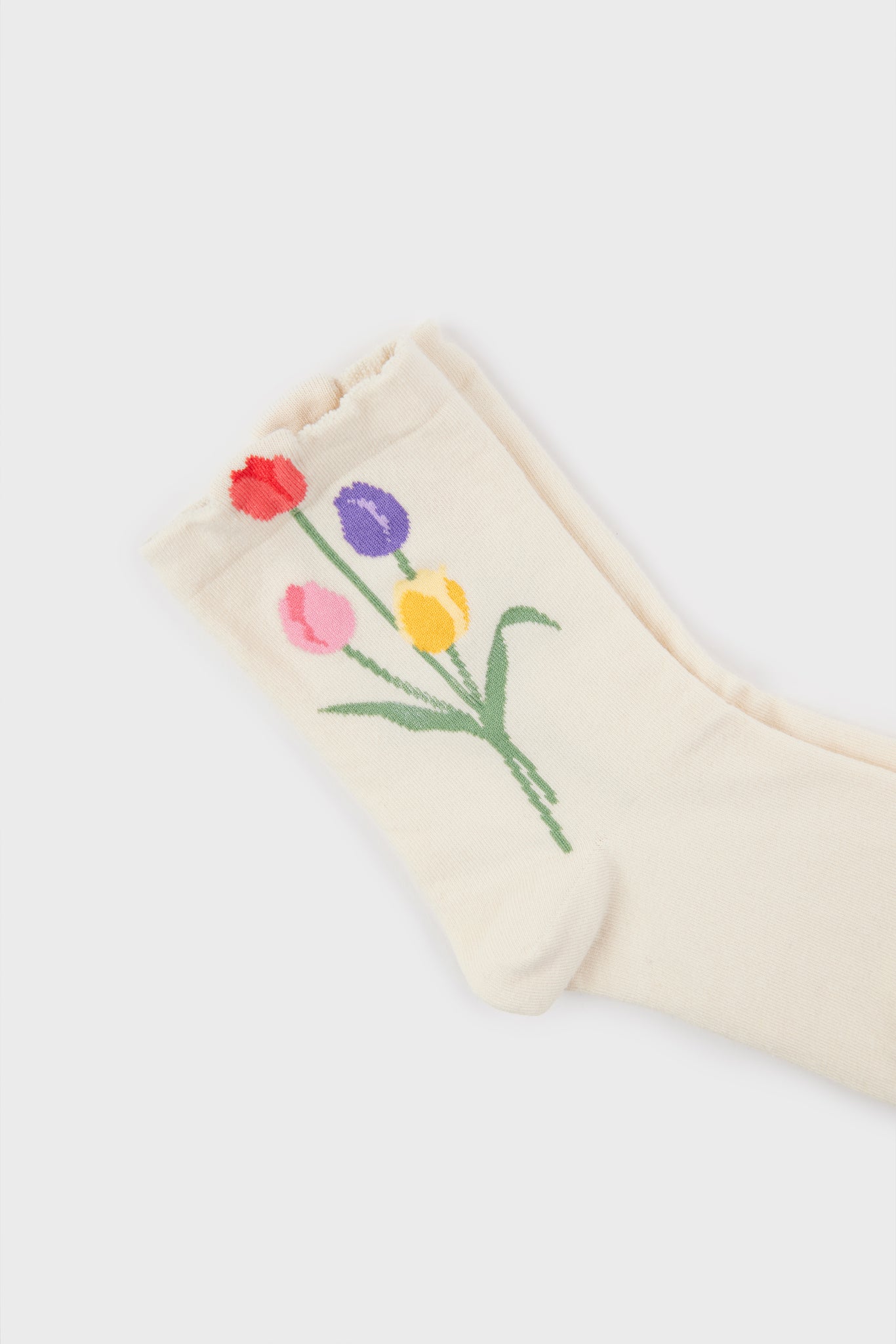 Beige tulip ankle socks_3