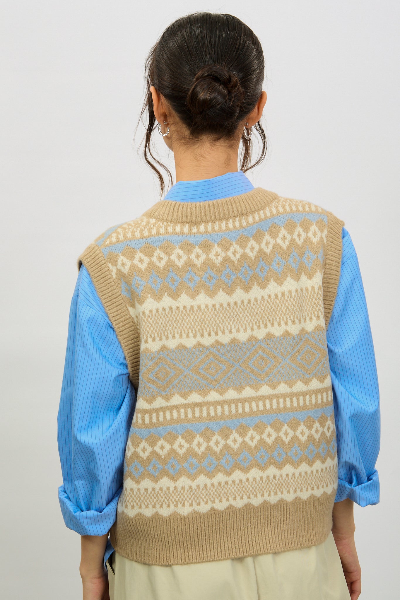 Beige ivory and blue fair isle vest_2