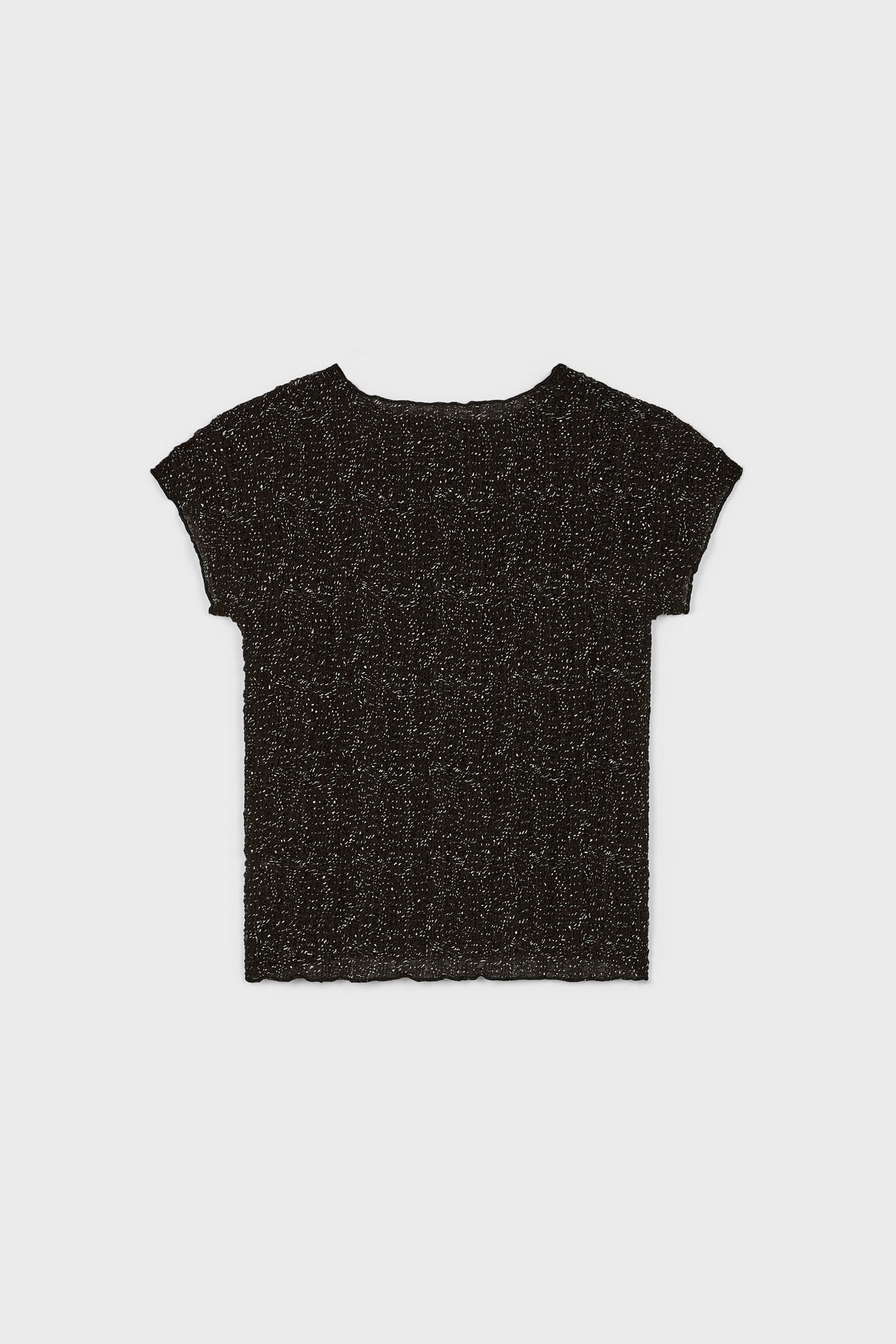 Black and ivory flecked scrunched tee_2