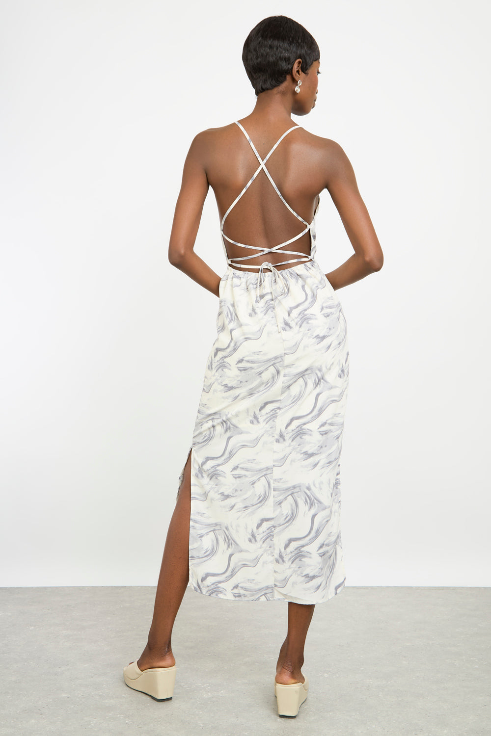 Black and ivory marble print maxi dress_2