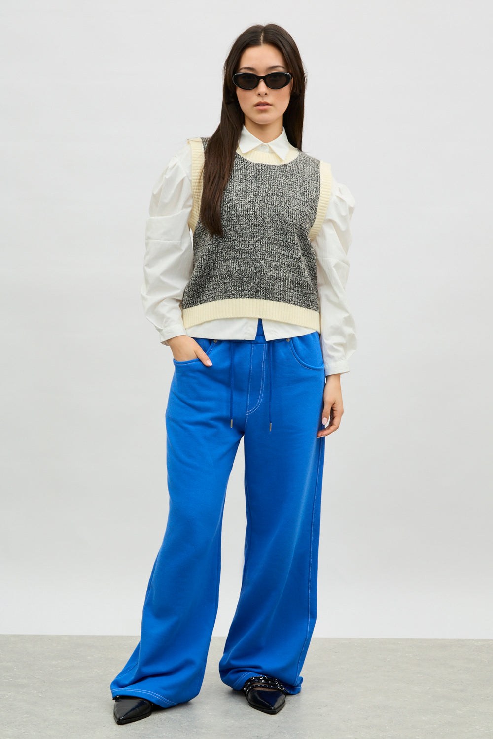 Black and ivory mix knit sweater vest_4