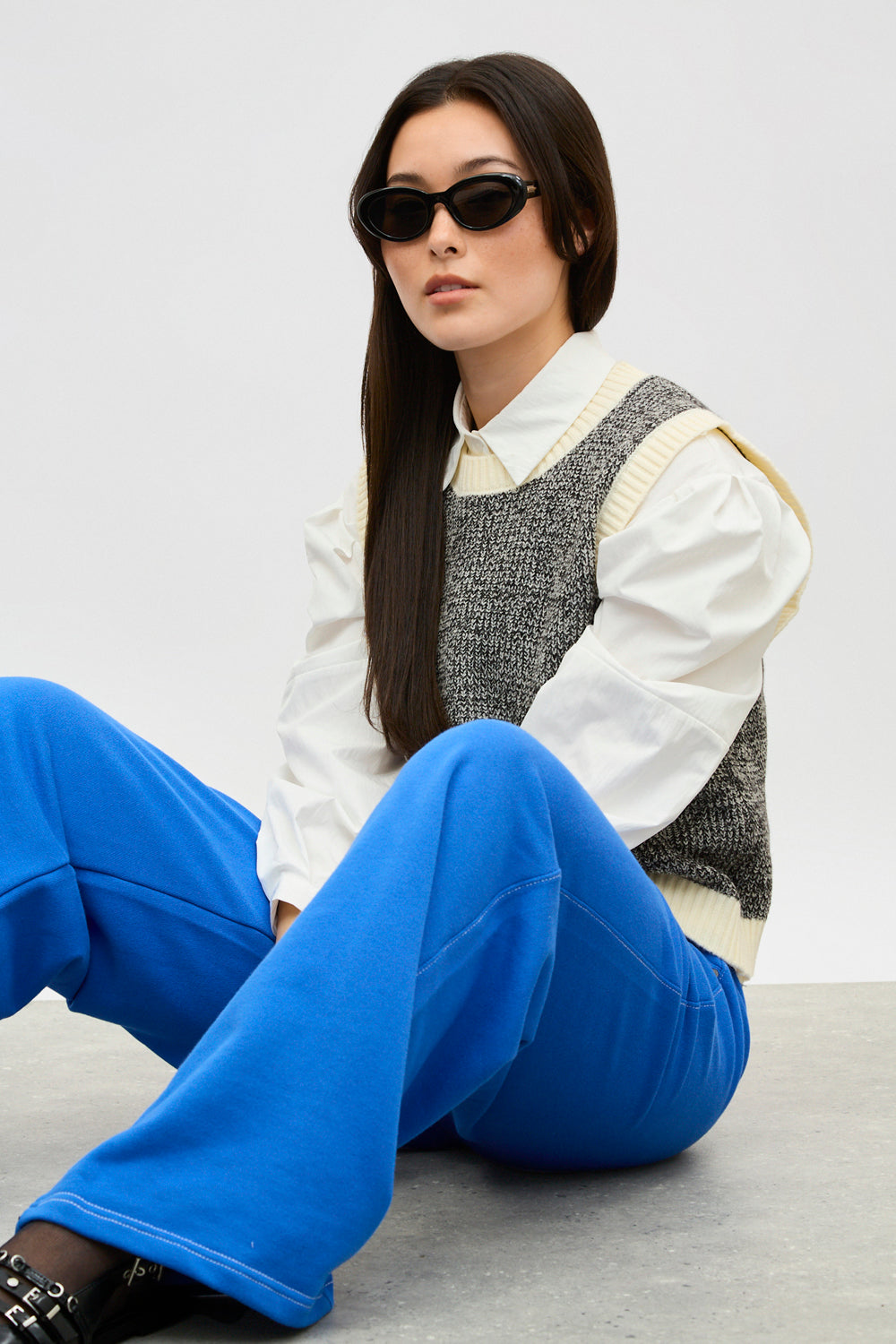 Black and ivory mix knit sweater vest_5