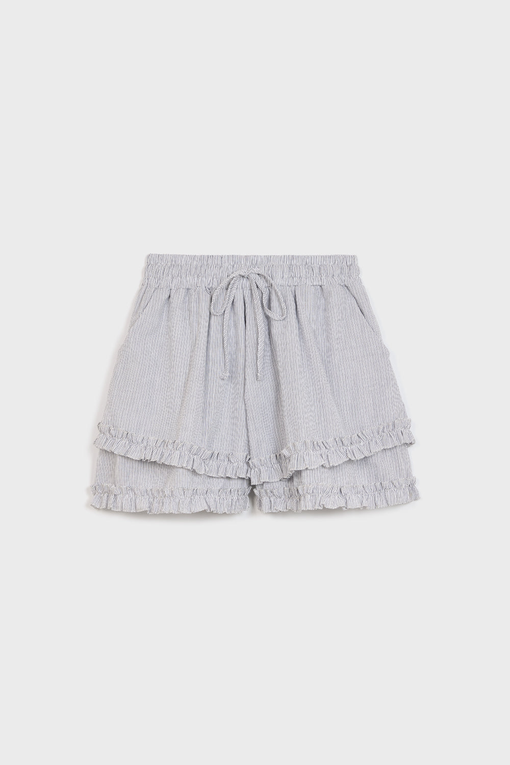 Black and ivory striped frilly bloomer shorts_6