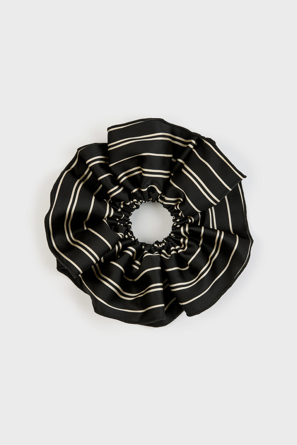 Black and ivory striped scrunchie_1