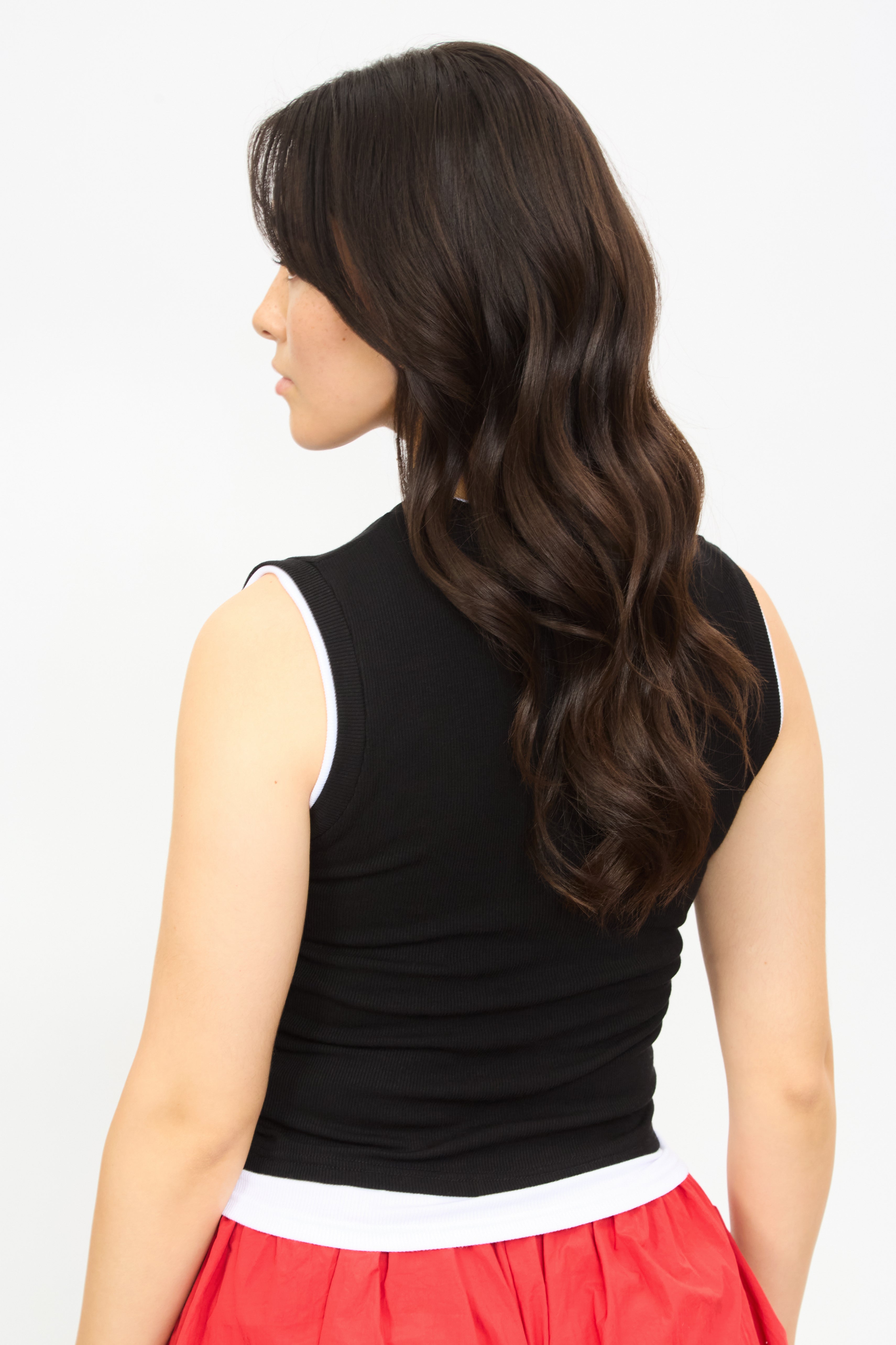 Black and white double layered tank top_2