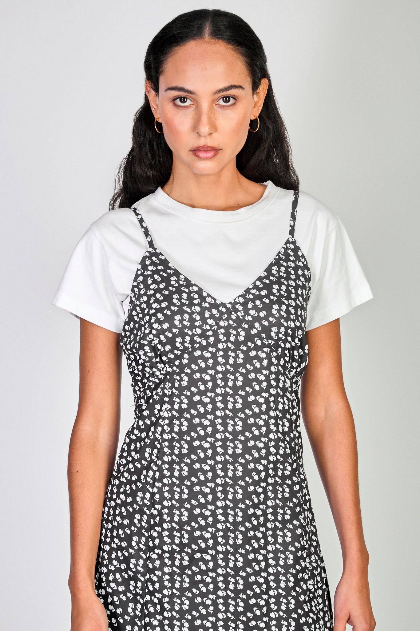 Black and white floral print maxi dress_3