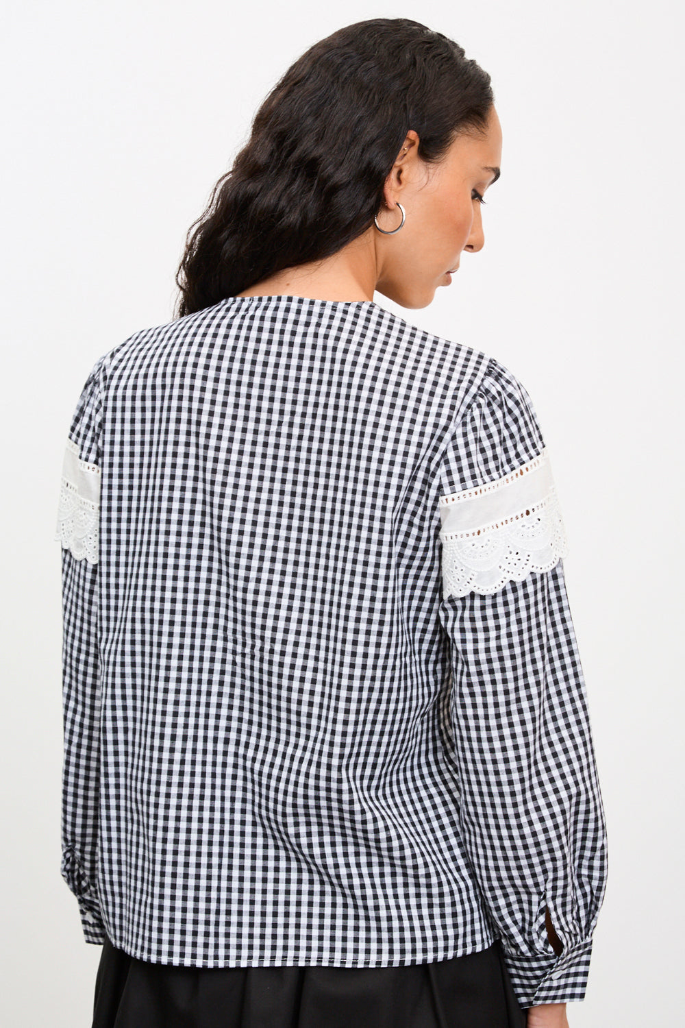 Black and white gingham eyelet blouse_2