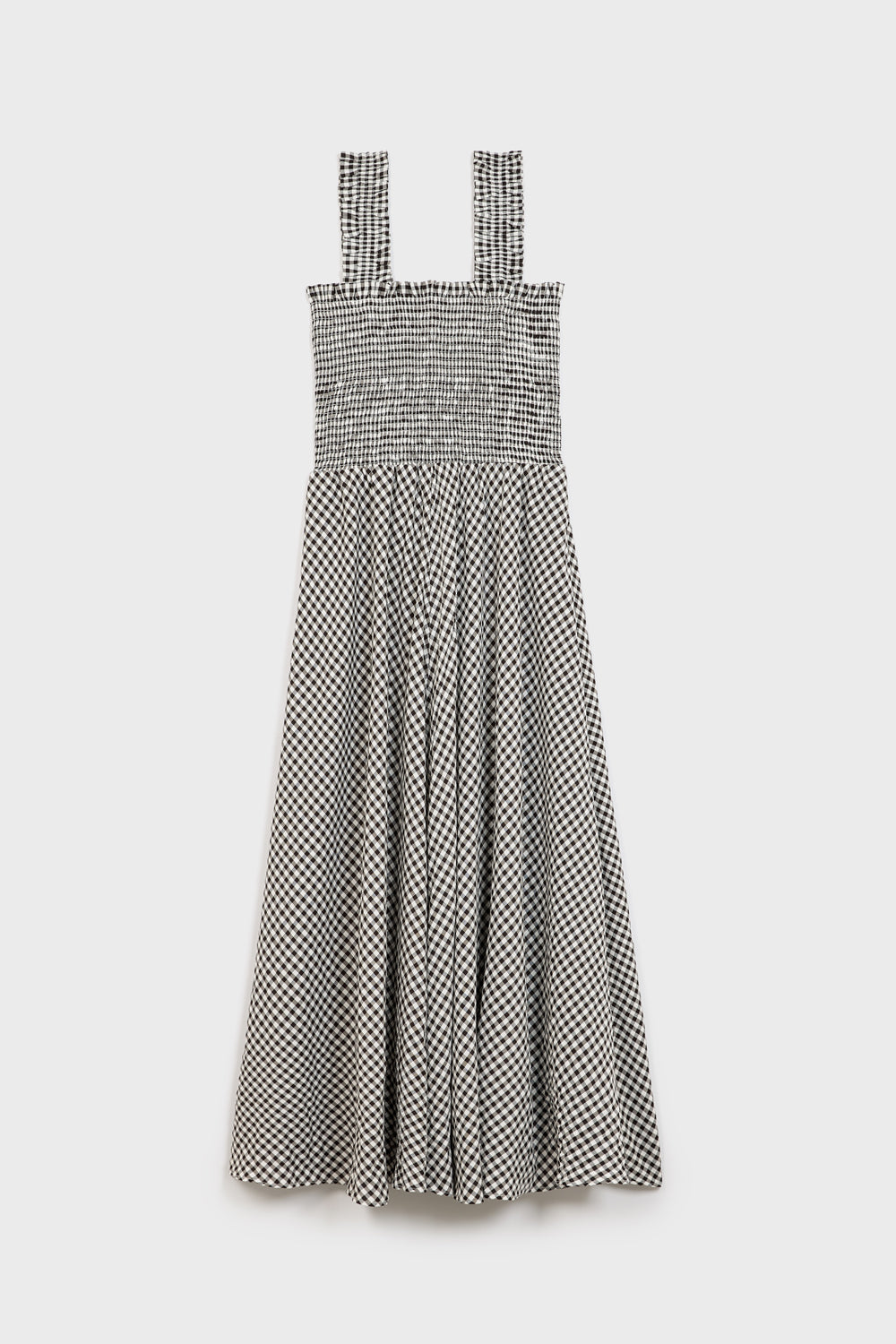 Black and white gingham ruched bodice dress_8