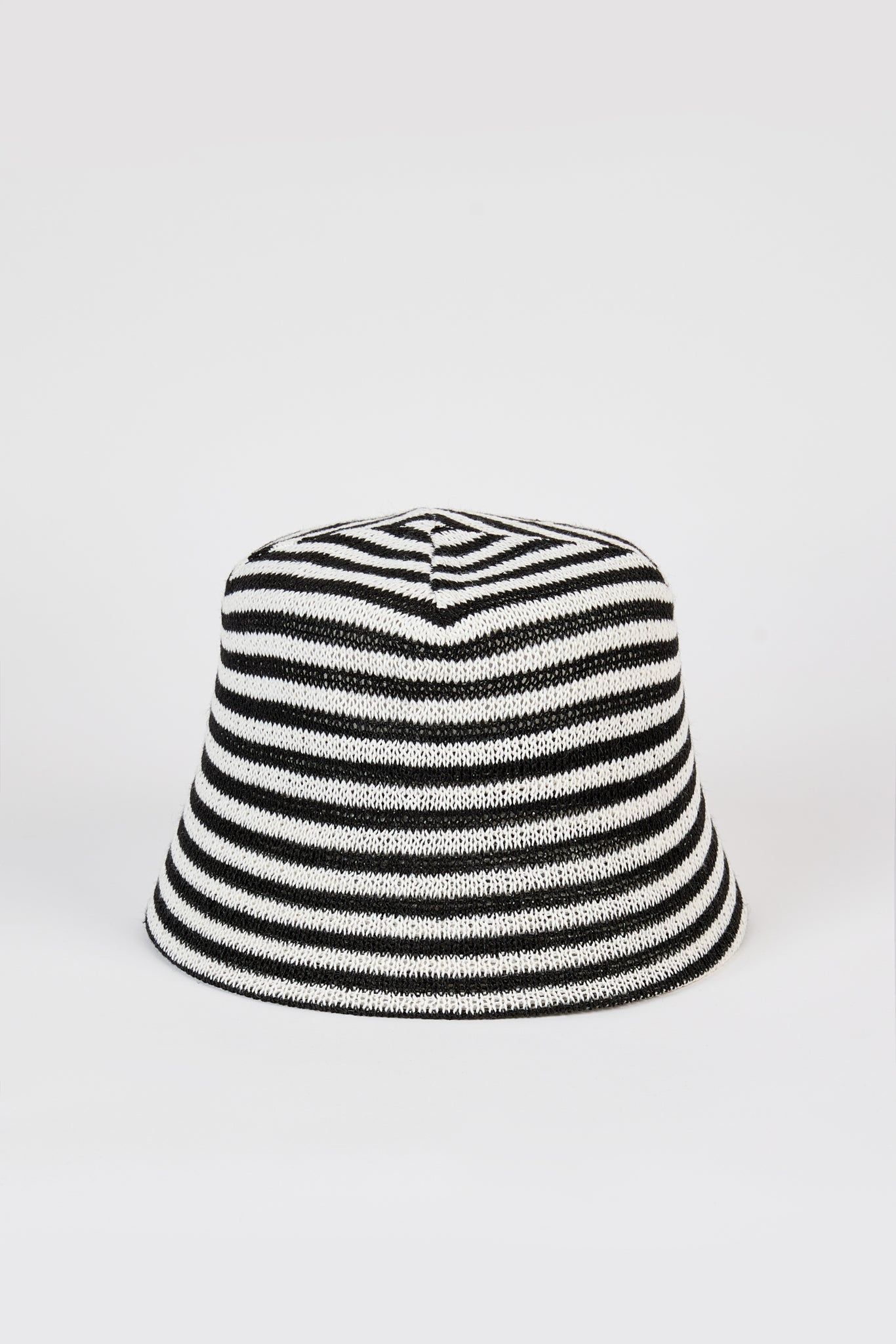 Black and white horizontal stripe straw bucket hat_1