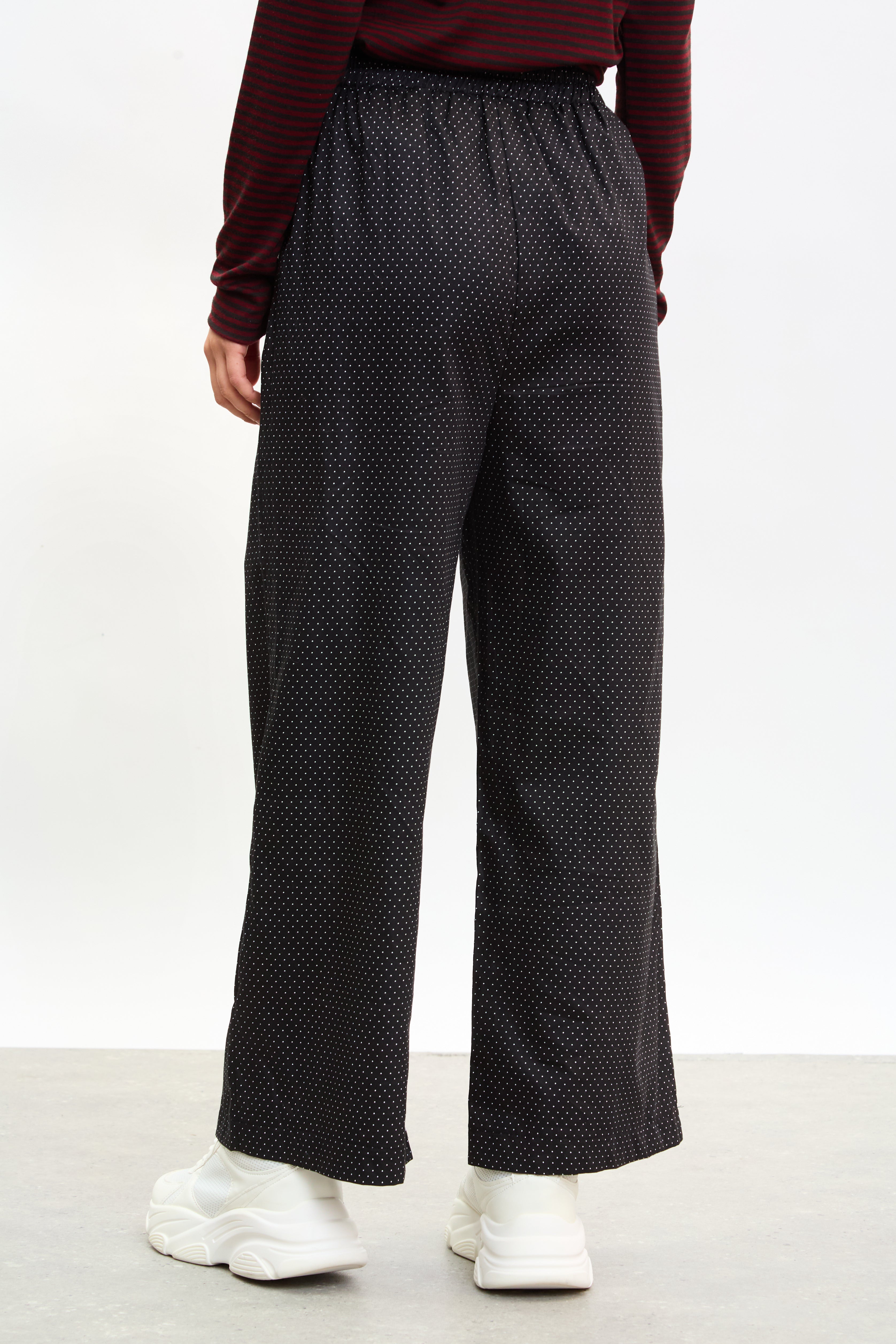 Black and white polka dot wide leg trousers_2