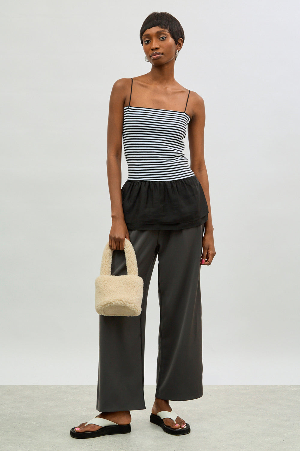 Black and white striped peplum tank_4