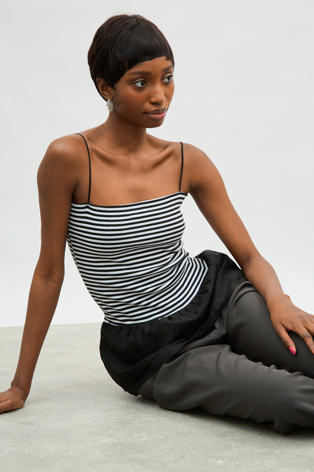 Black and white striped peplum tank_5