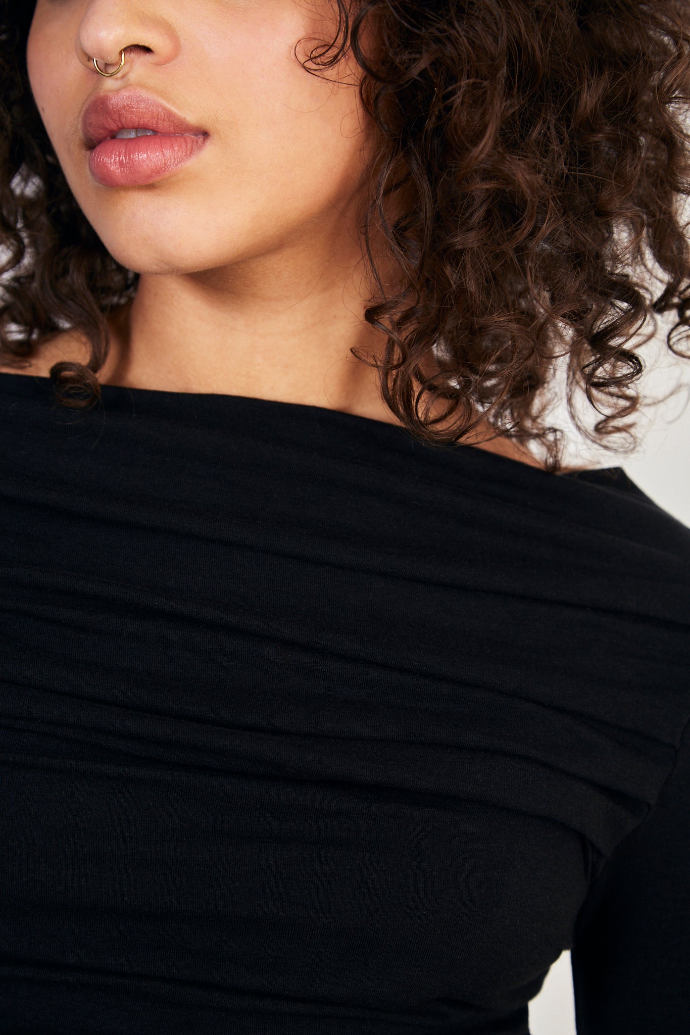 Black draped front jersey top_3