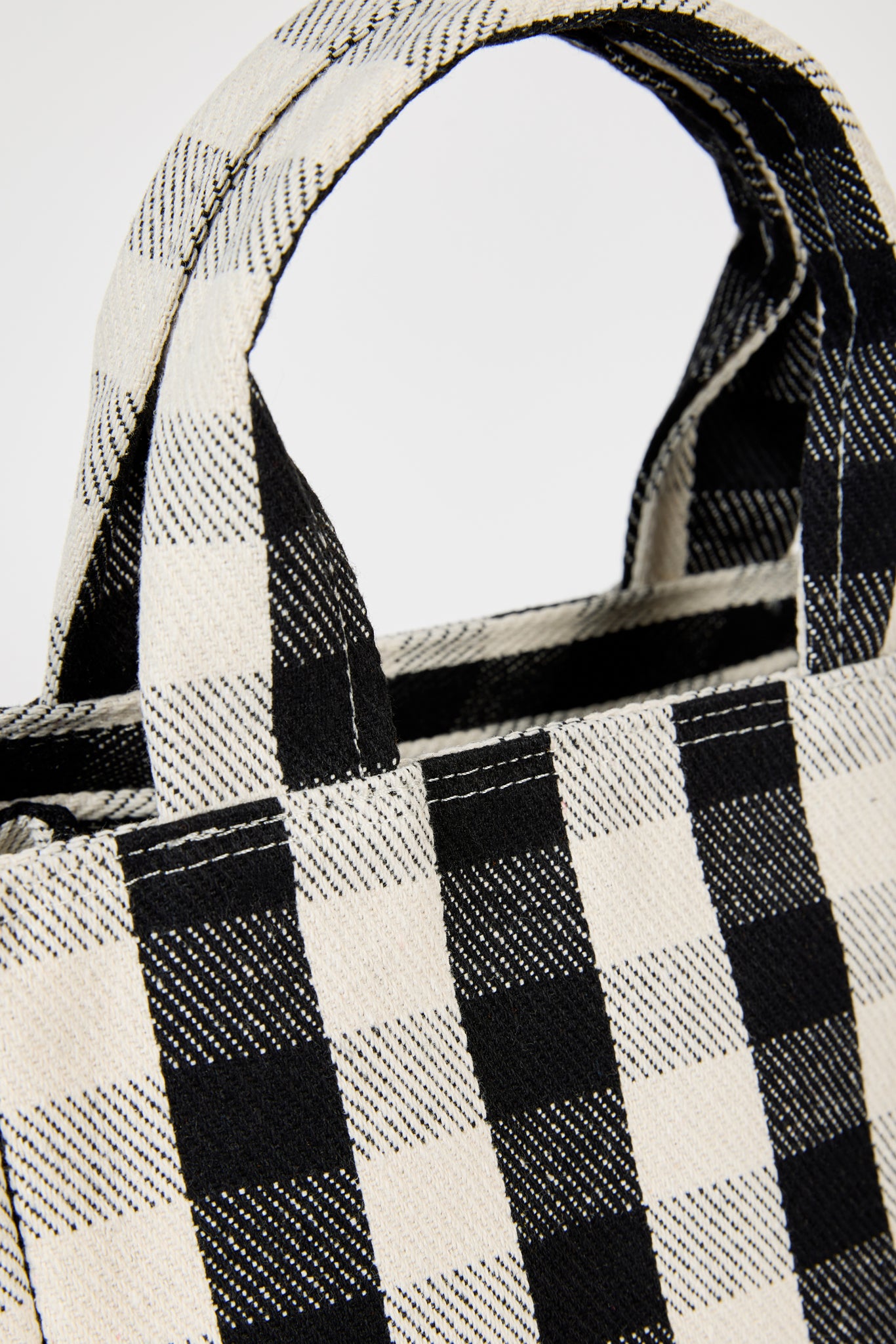Black giant check mini tote bag_3