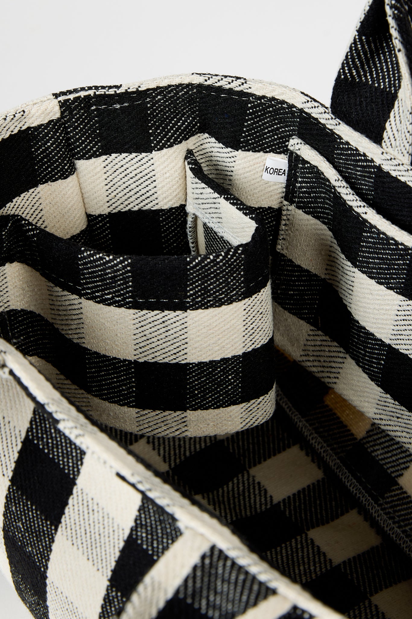 Black giant check mini tote bag_5