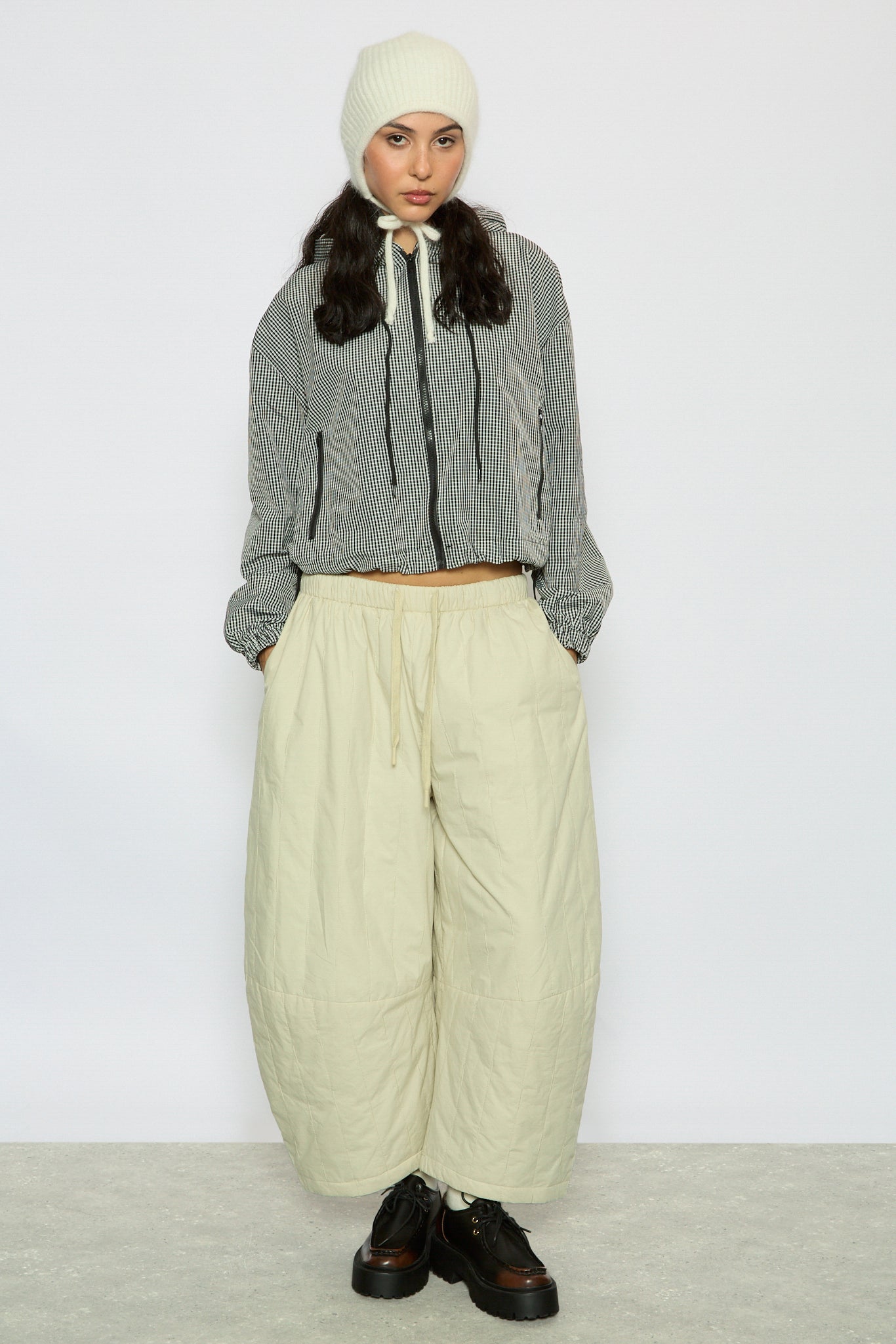 Black gingham hooded jacket_5