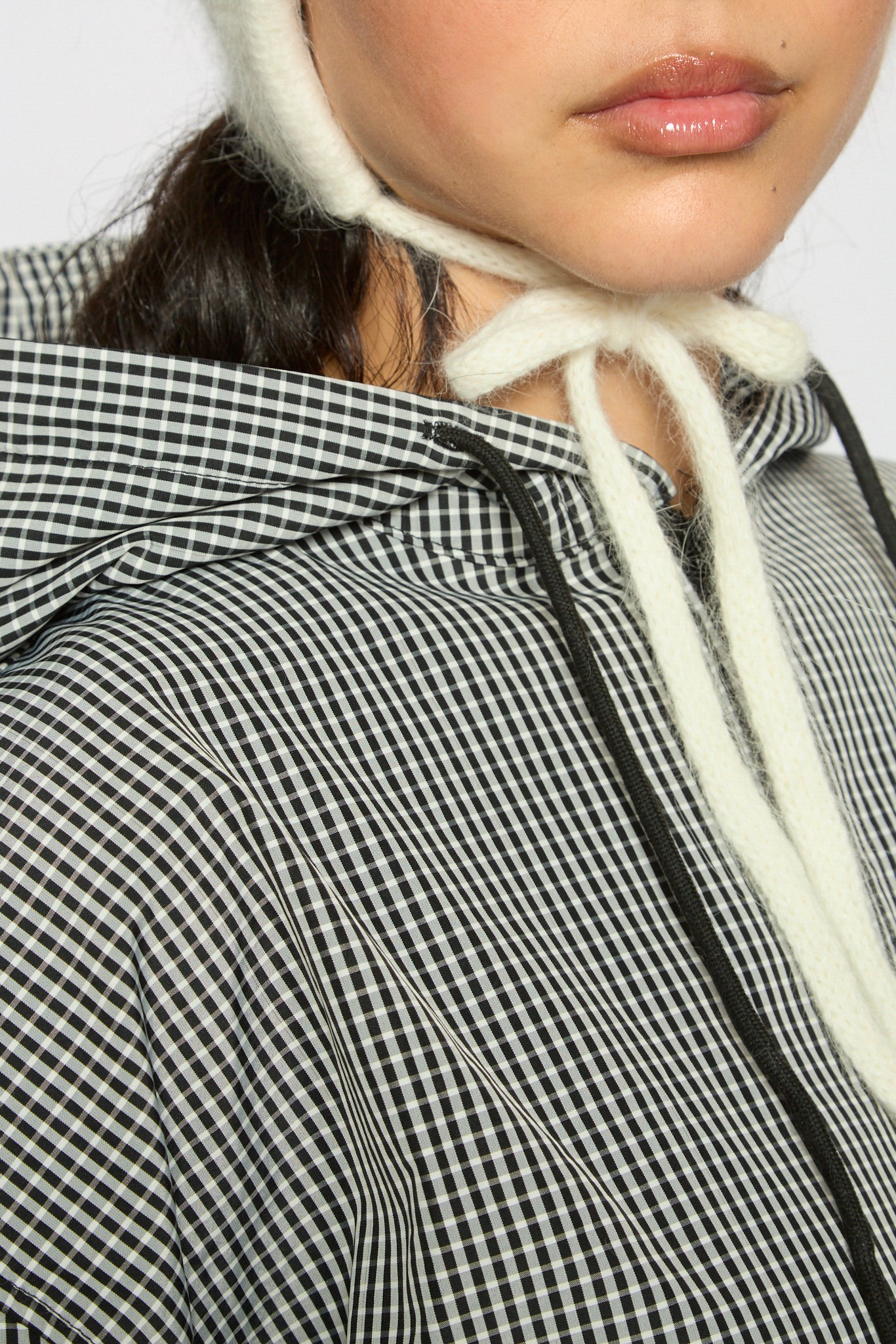 Black gingham hooded jacket_4