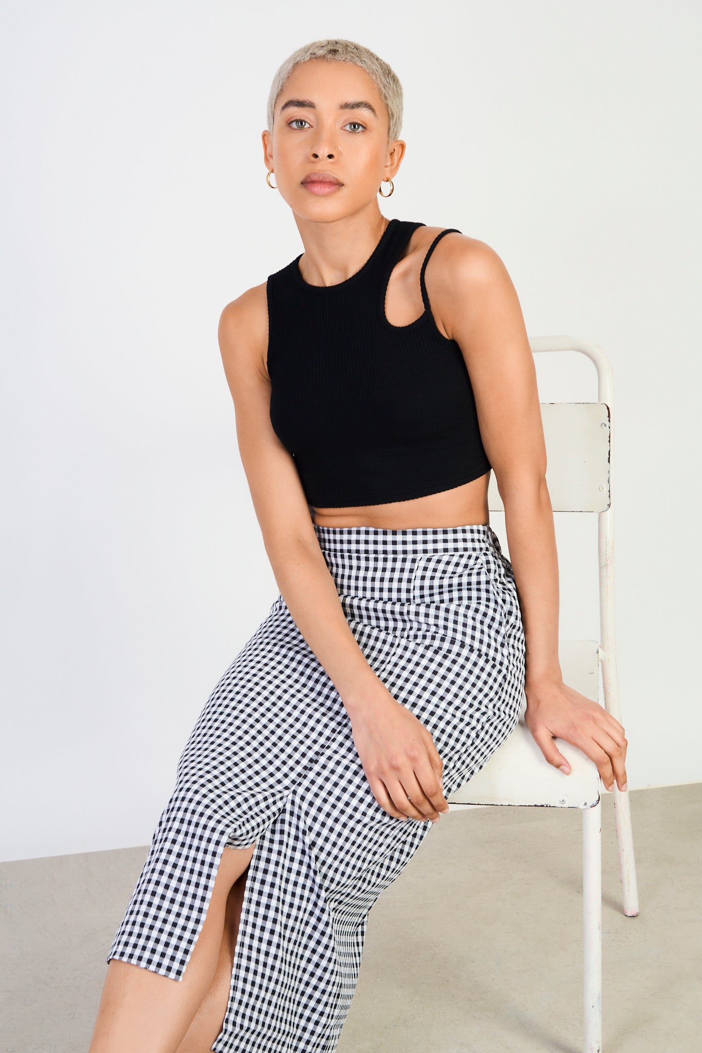 Black gingham pencil skirt_5