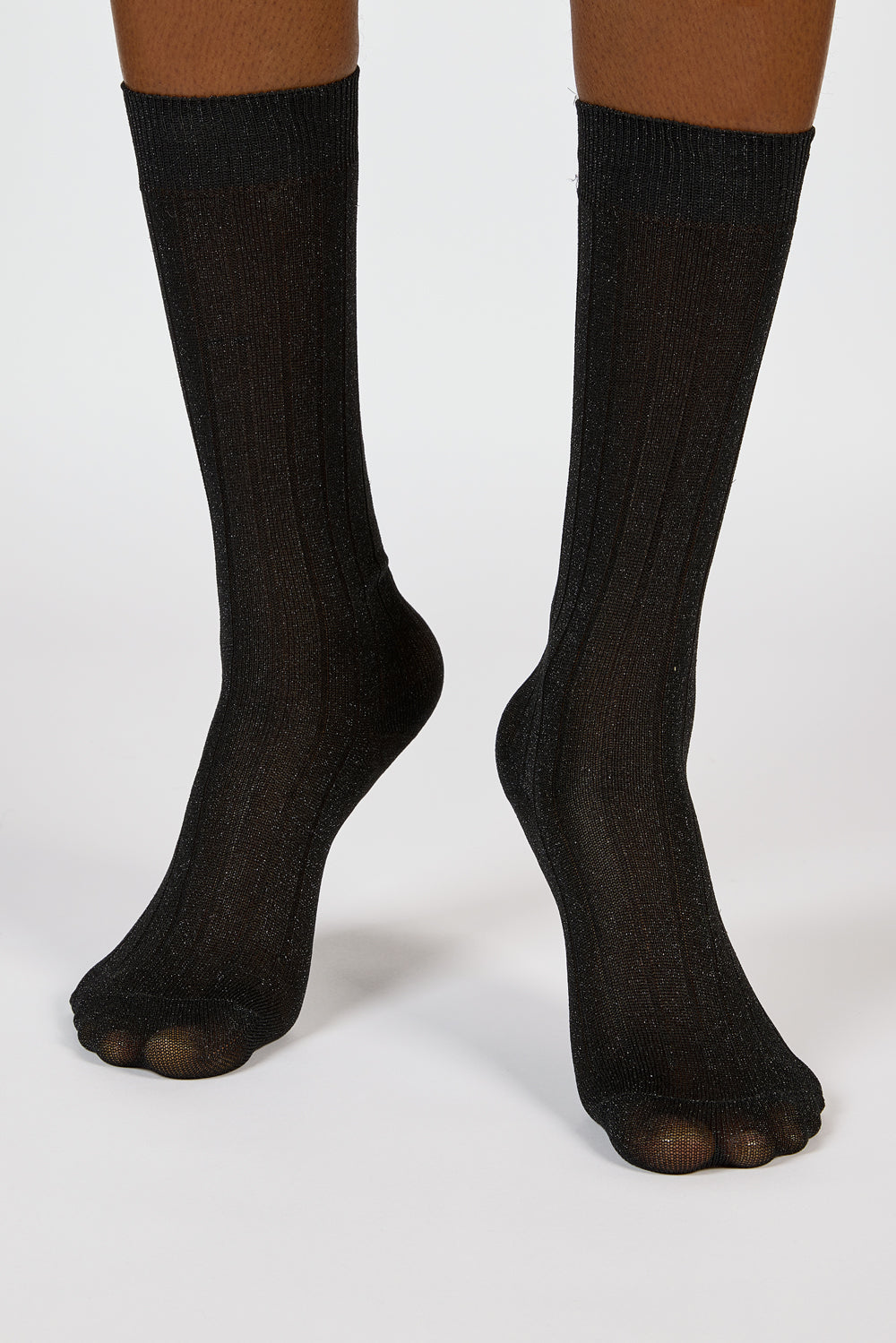 Black glitter long ribbed socks_4