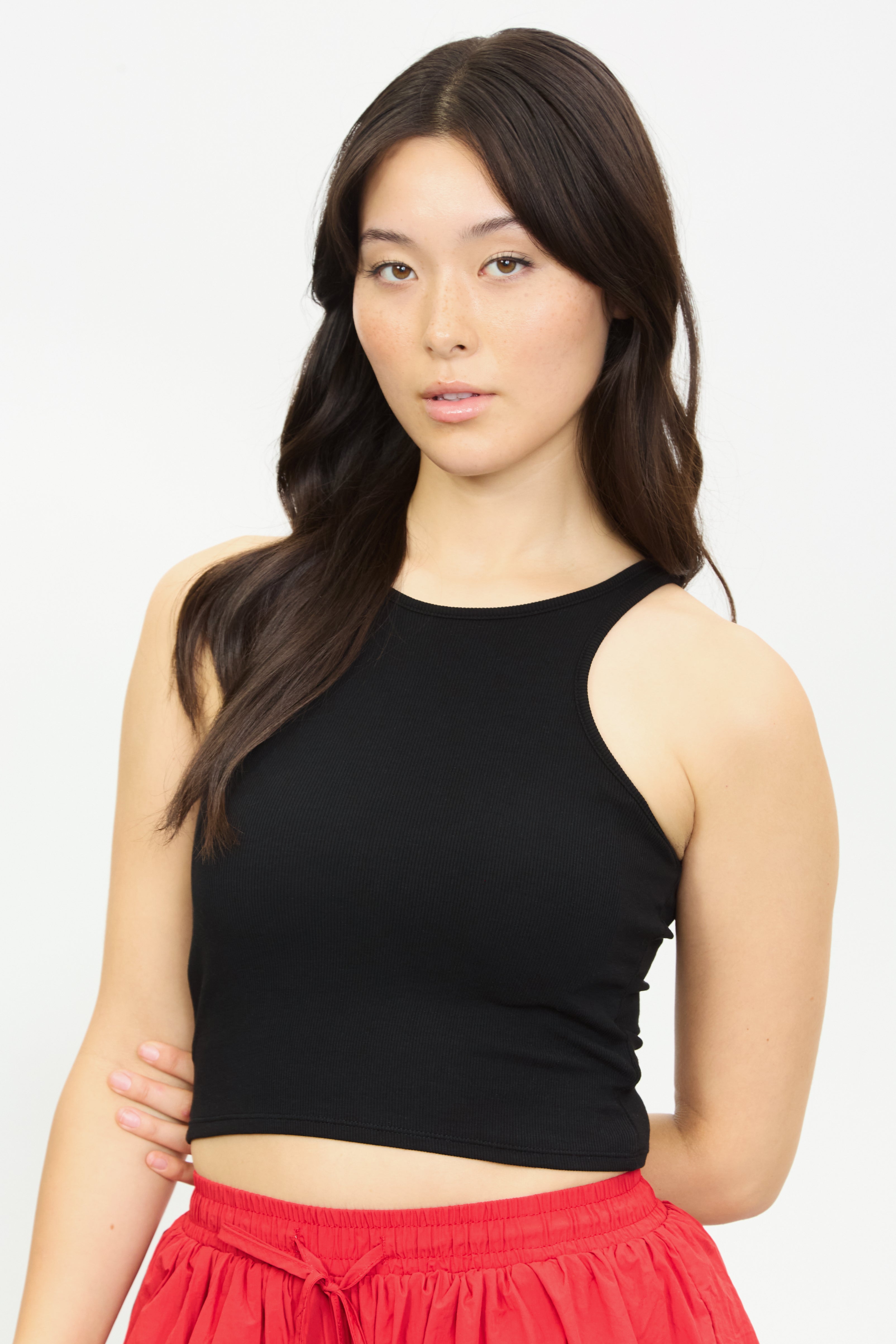 Black jersey halter tank_1