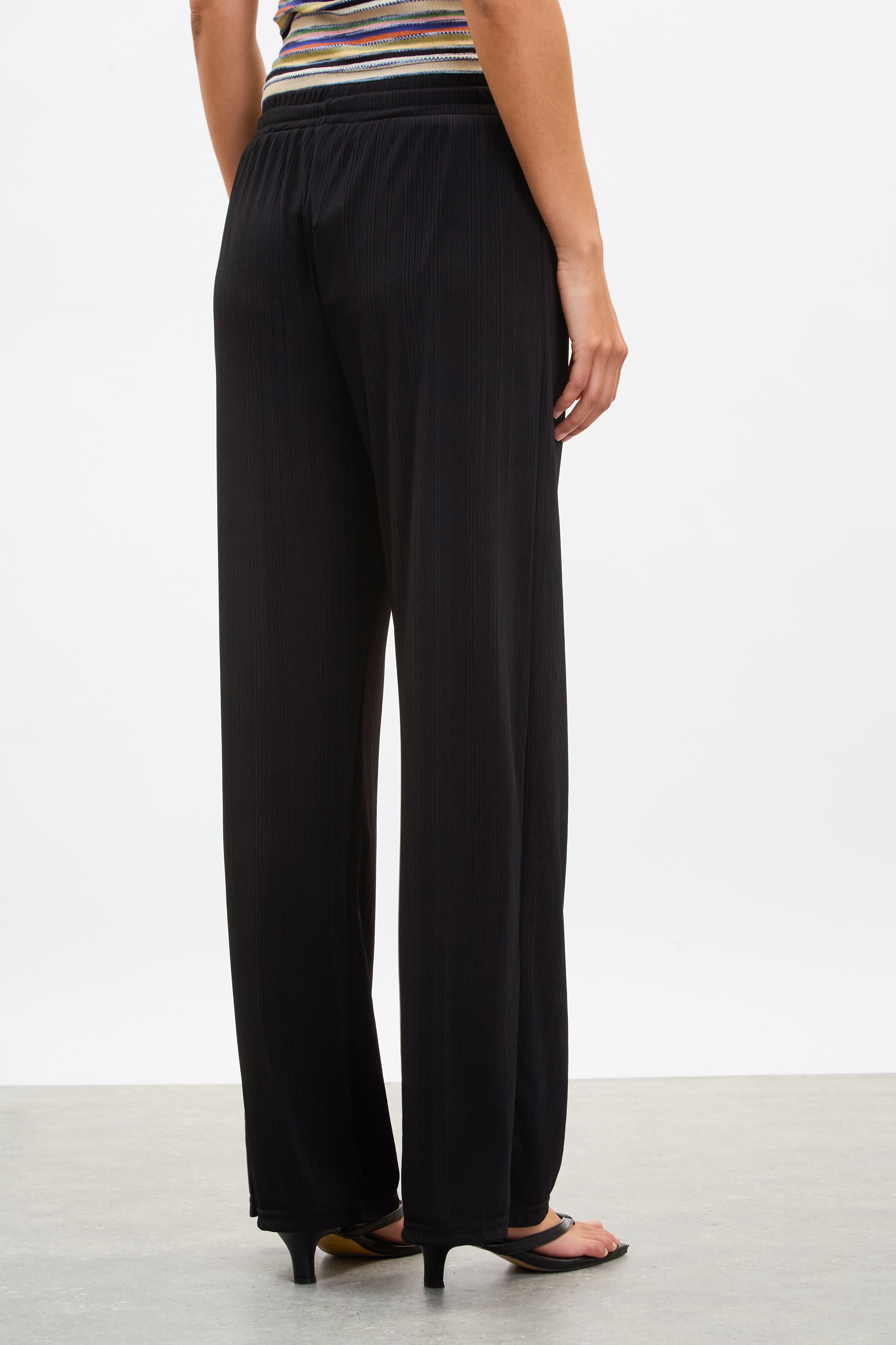 Black jersey slouchy wide leg trousers_2
