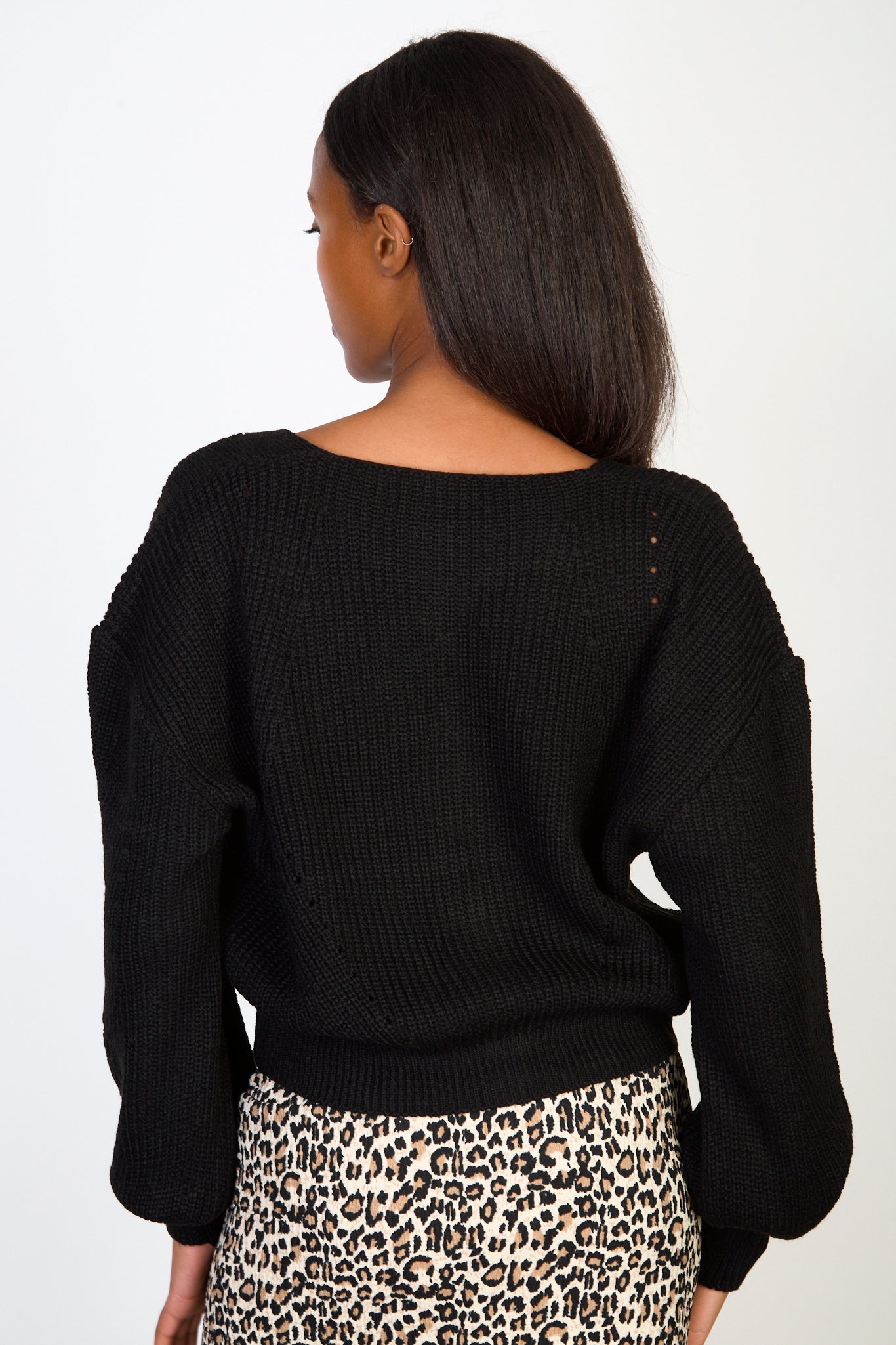 Black knit dot detail button front cardigan_2