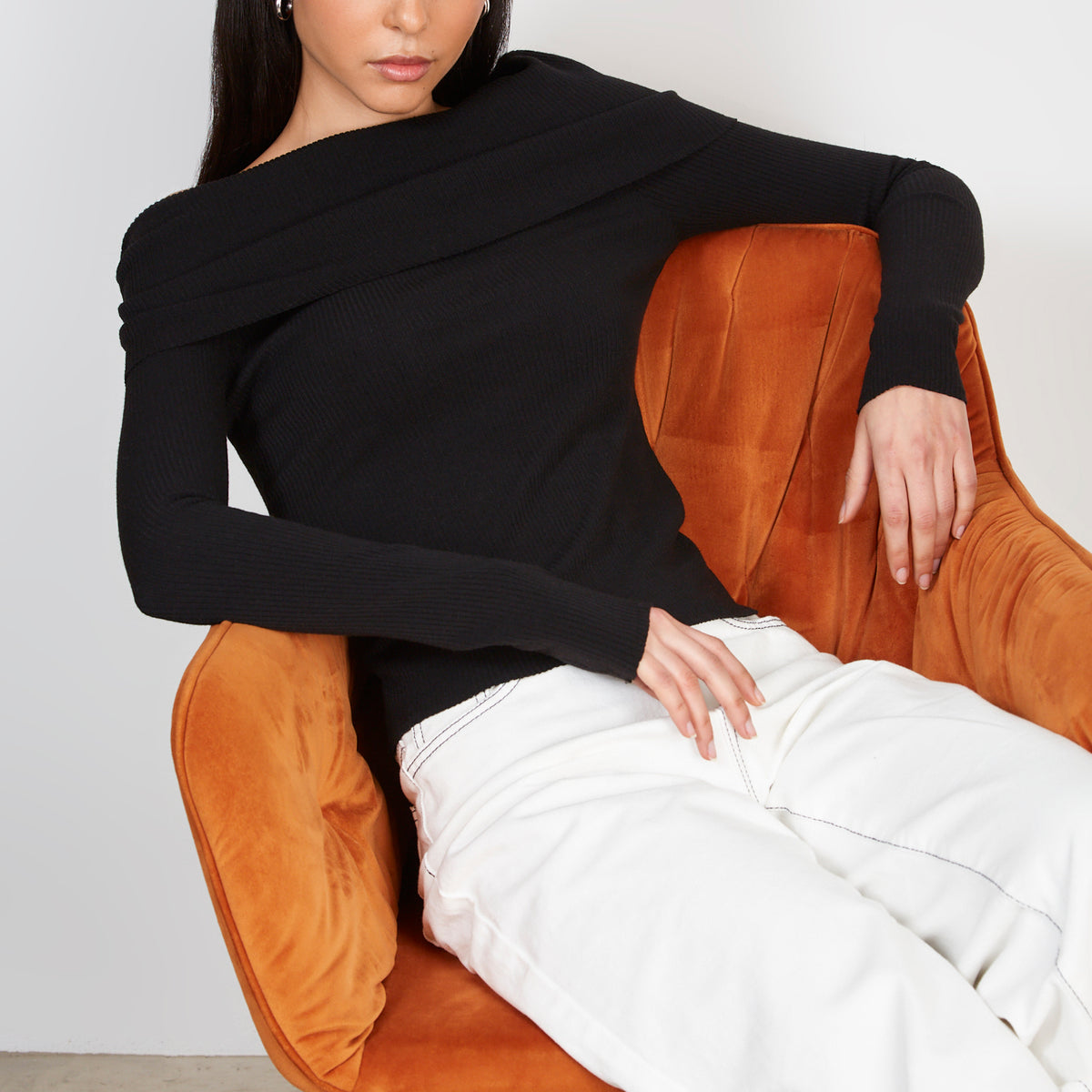 Openwork Half Button Dropped Shoulder Knit Top