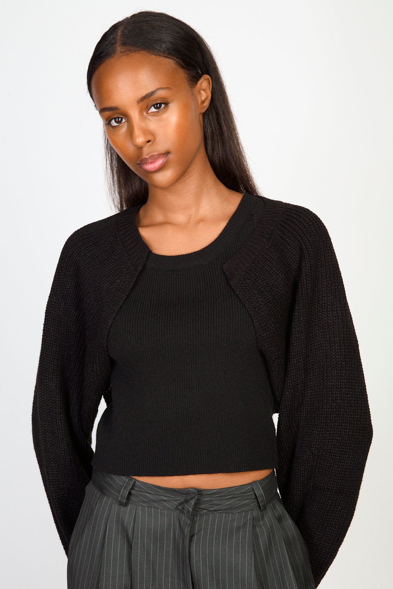 Black knit shrug_1