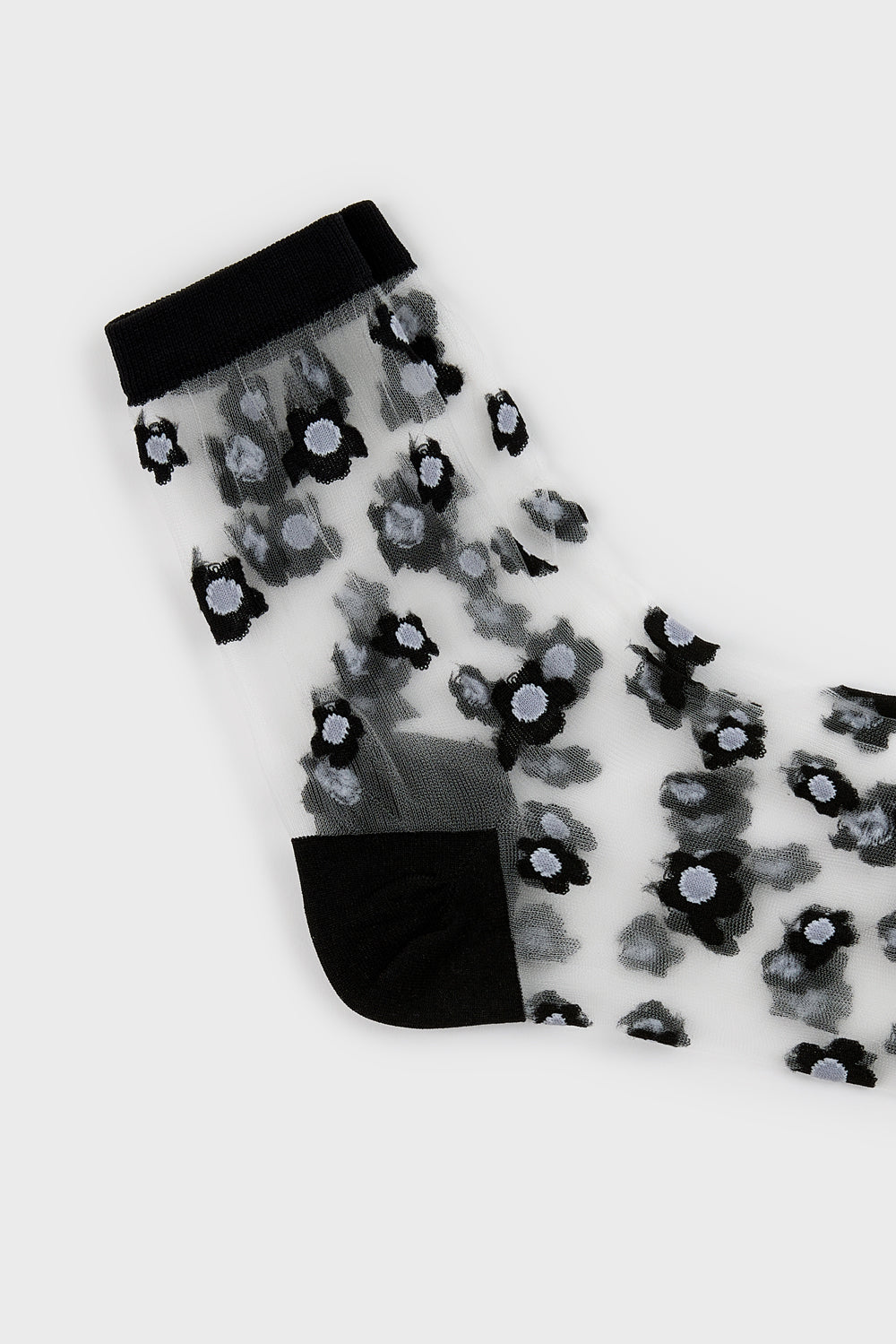 Black mixed flower sheer socks_4