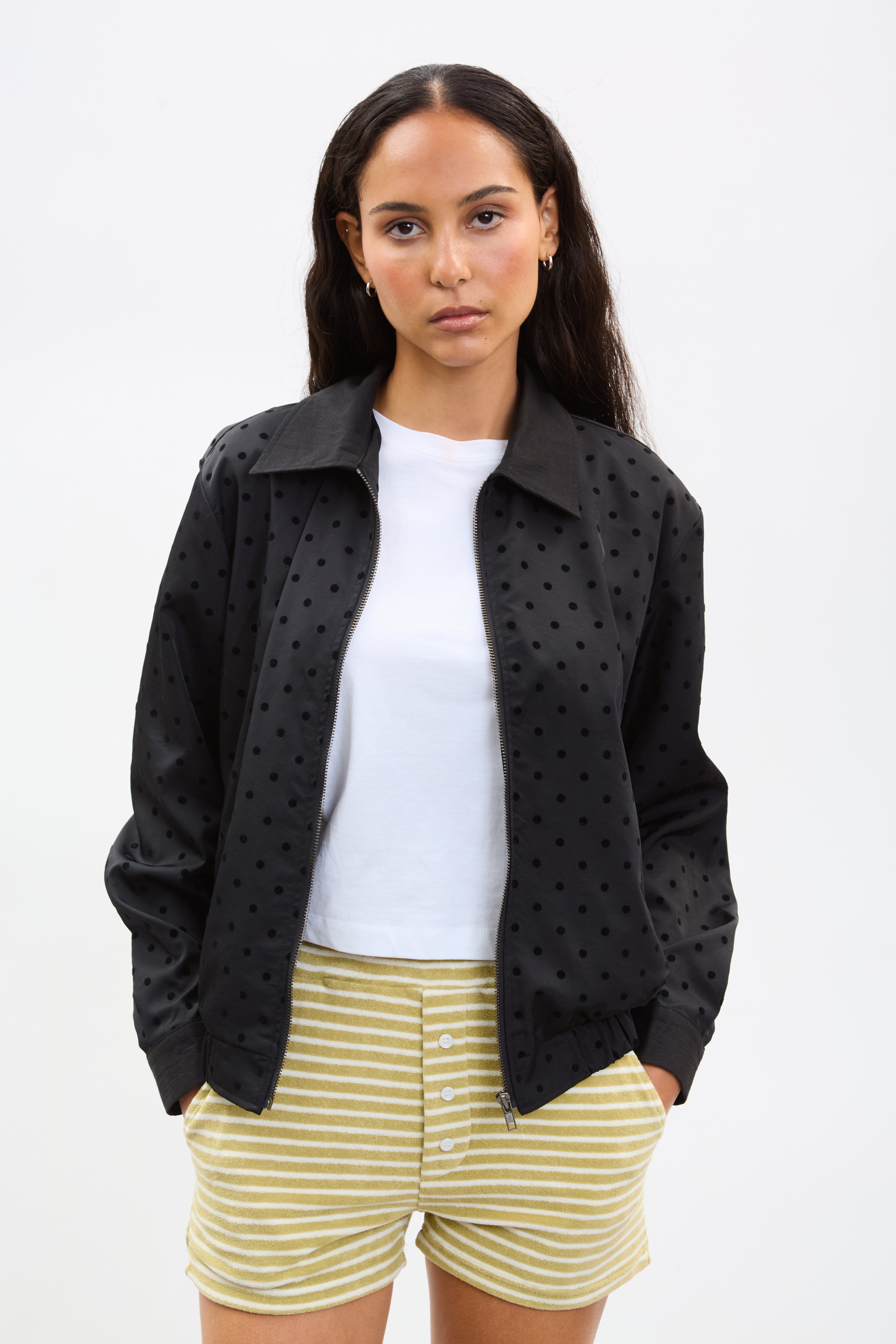 Black on black polka dot zip jacket_2
