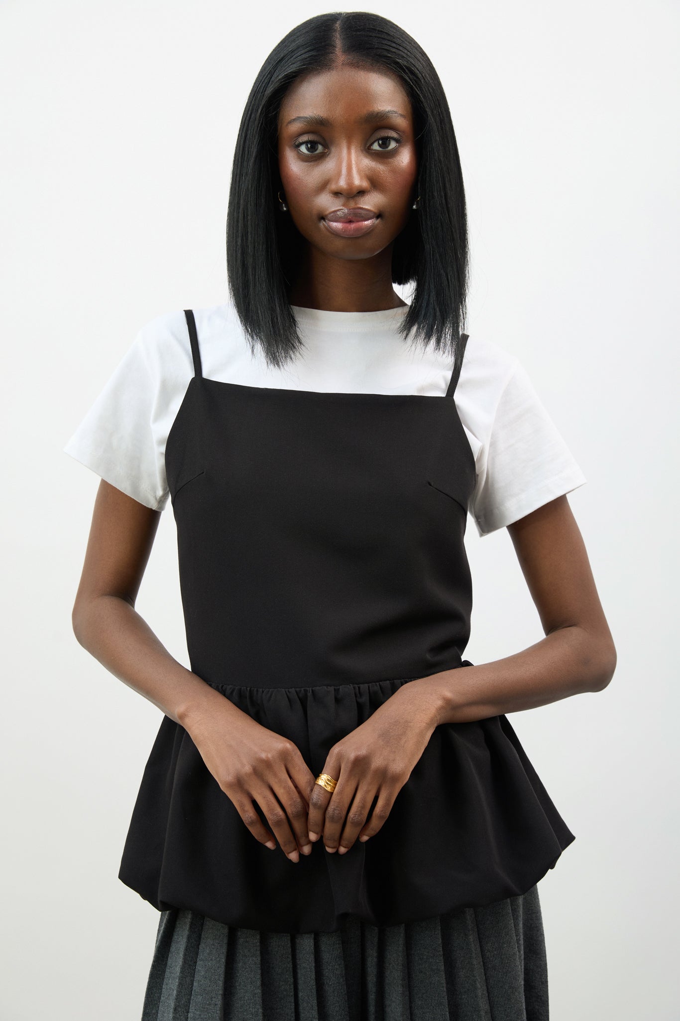 Black open back peplum top_1