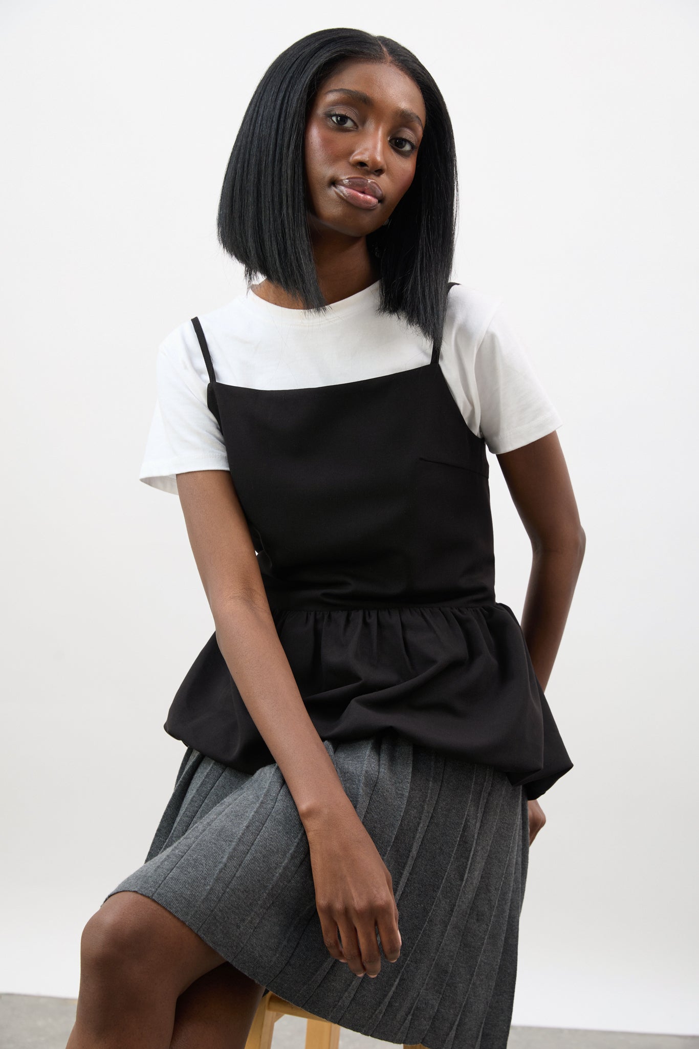 Black open back peplum top_5