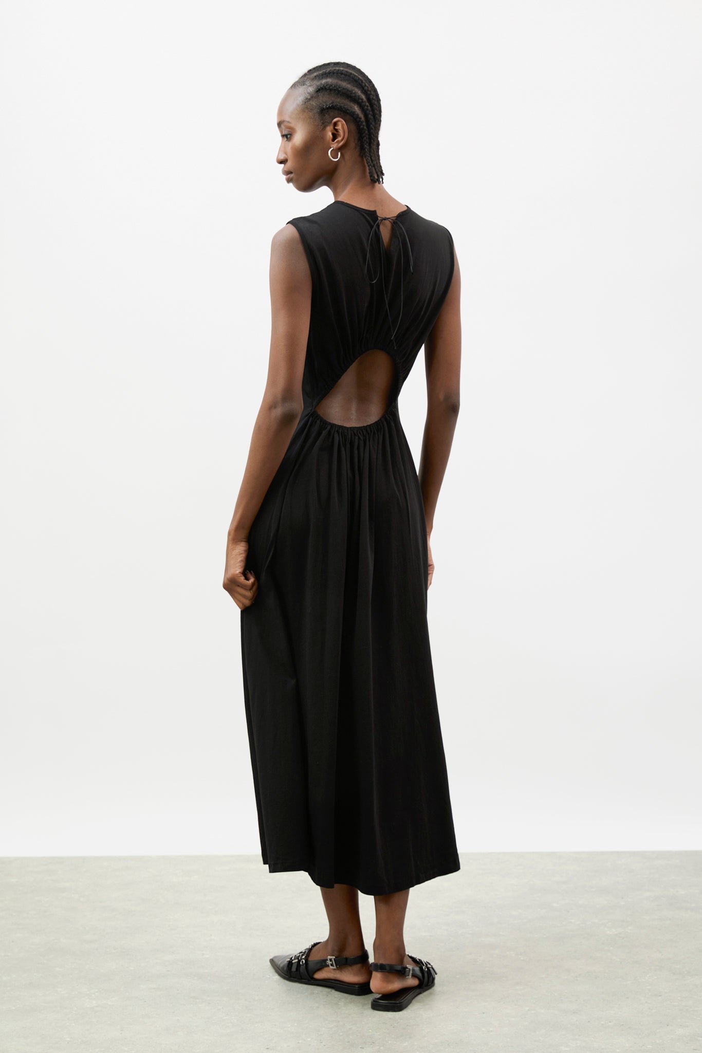 Black peek back jersey dress_1