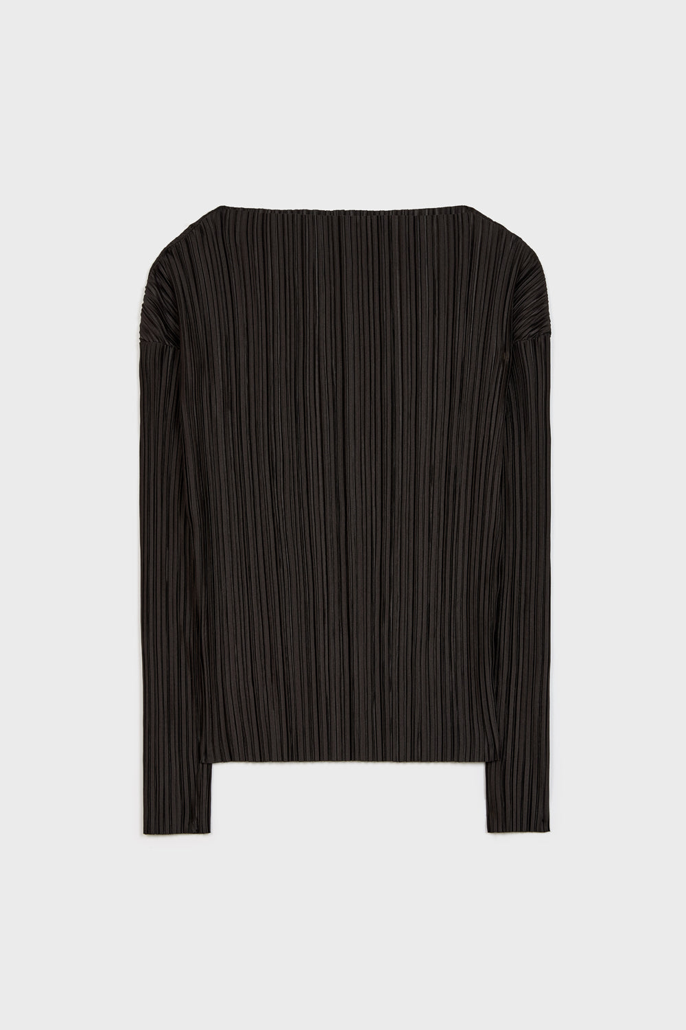 Black pleat ribbed wide neck top_5